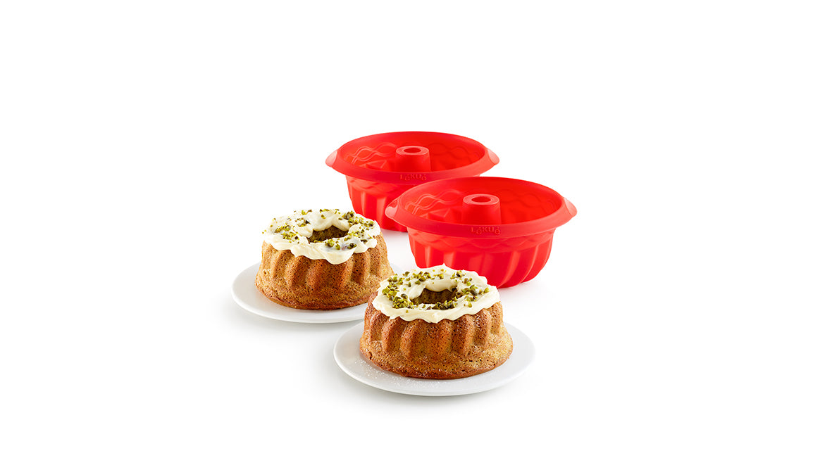 Lékué Mini Savarin Mould 2 Piece Set Red