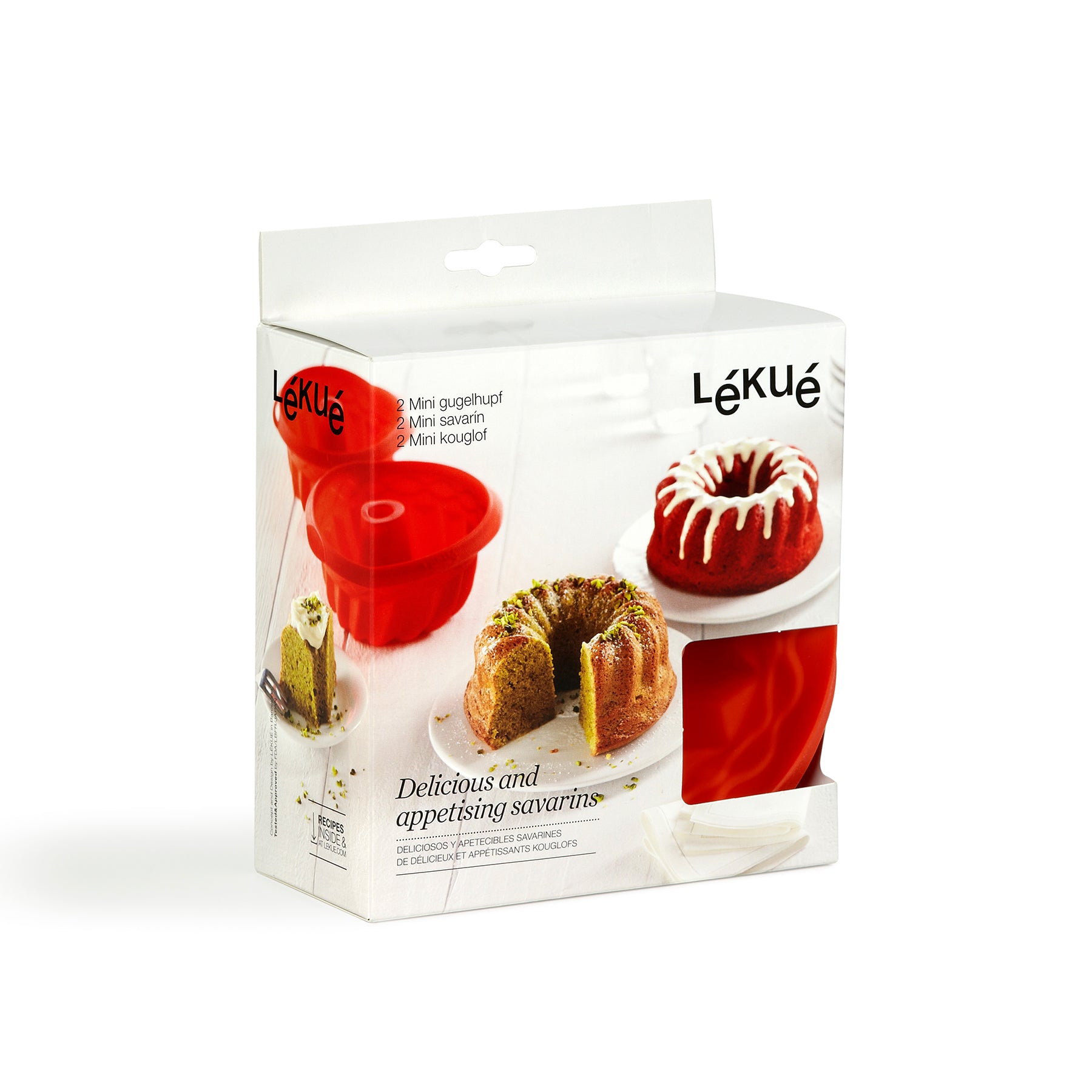 Lékué Mini Savarin Mould 2 Piece Set Red