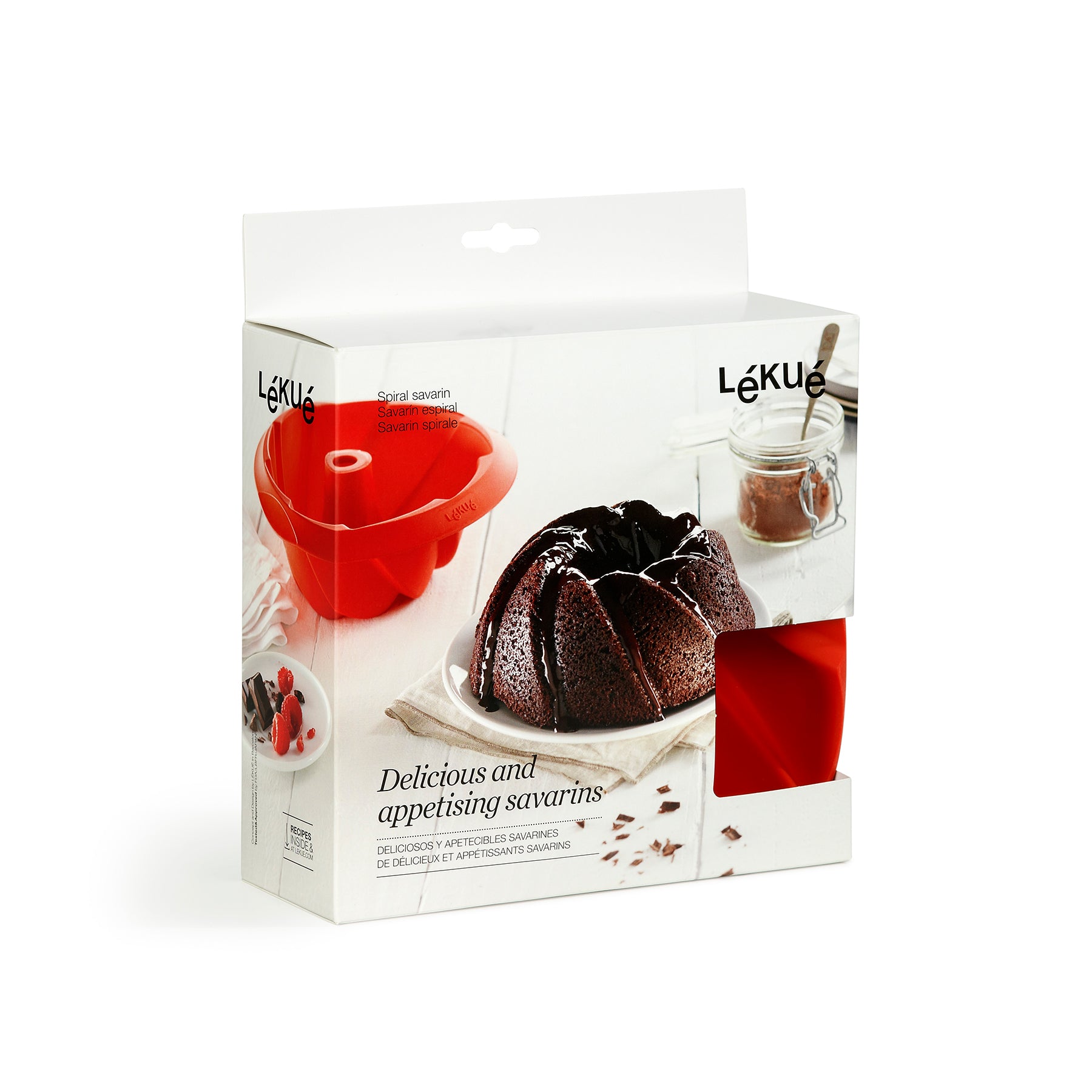 Lékué Spiral Savarin Mould 20cm/1L Red
