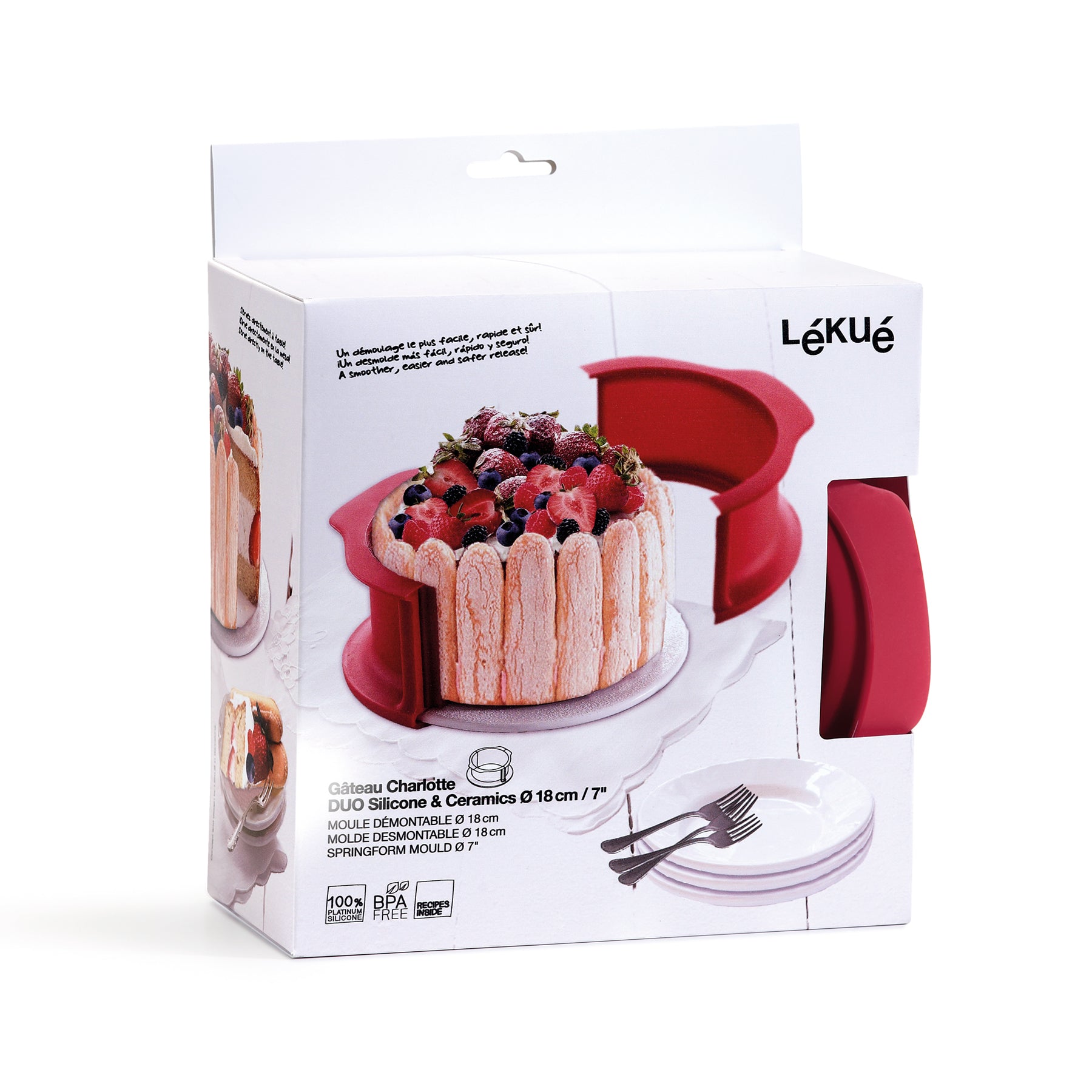Lékué Charlotte Springform Mould 18cm Dia/2L Red