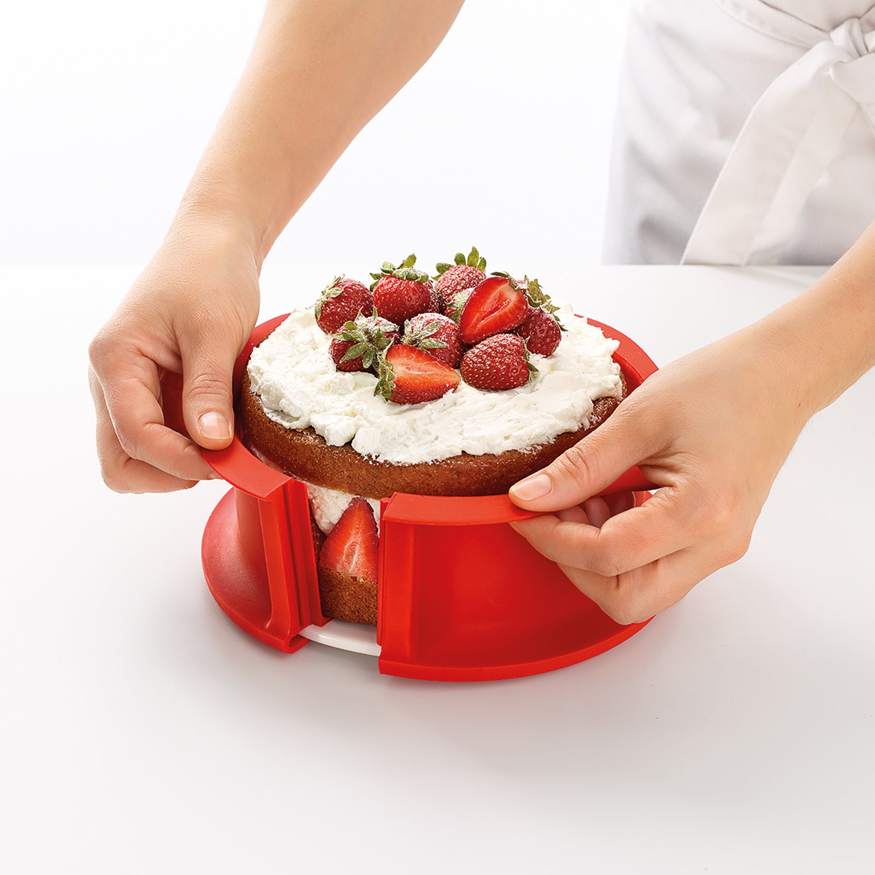 Lékué Springform Mould with Ceramic Plate 15cm Dia Red