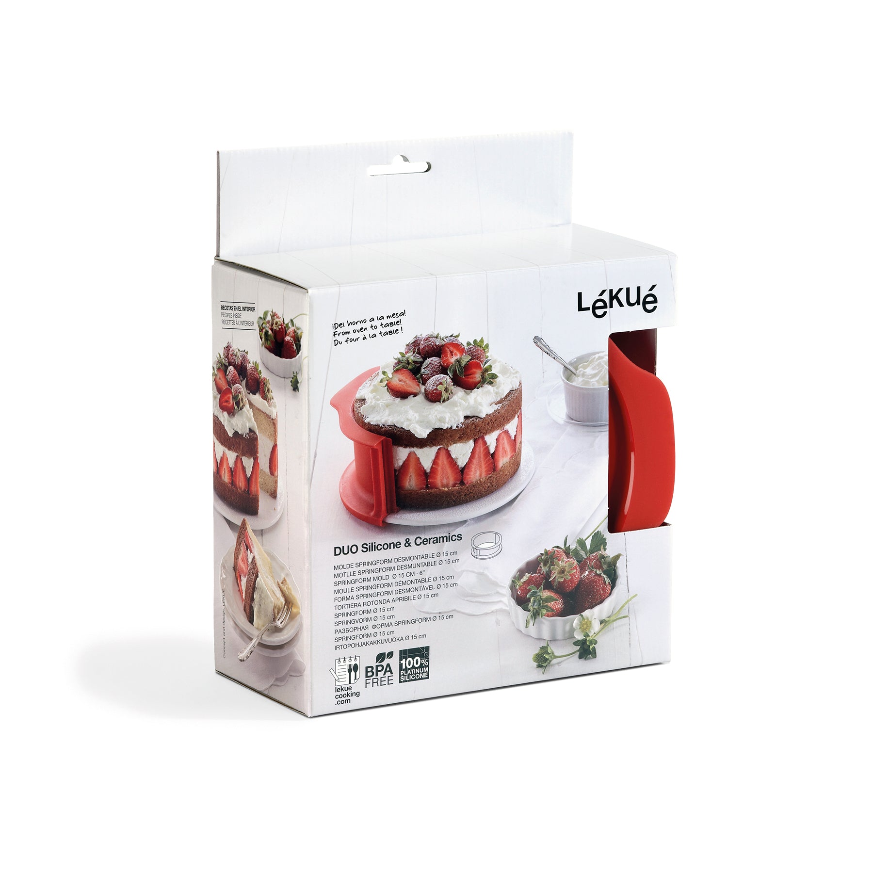 Lékué Springform Mould with Ceramic Plate 15cm Dia Red