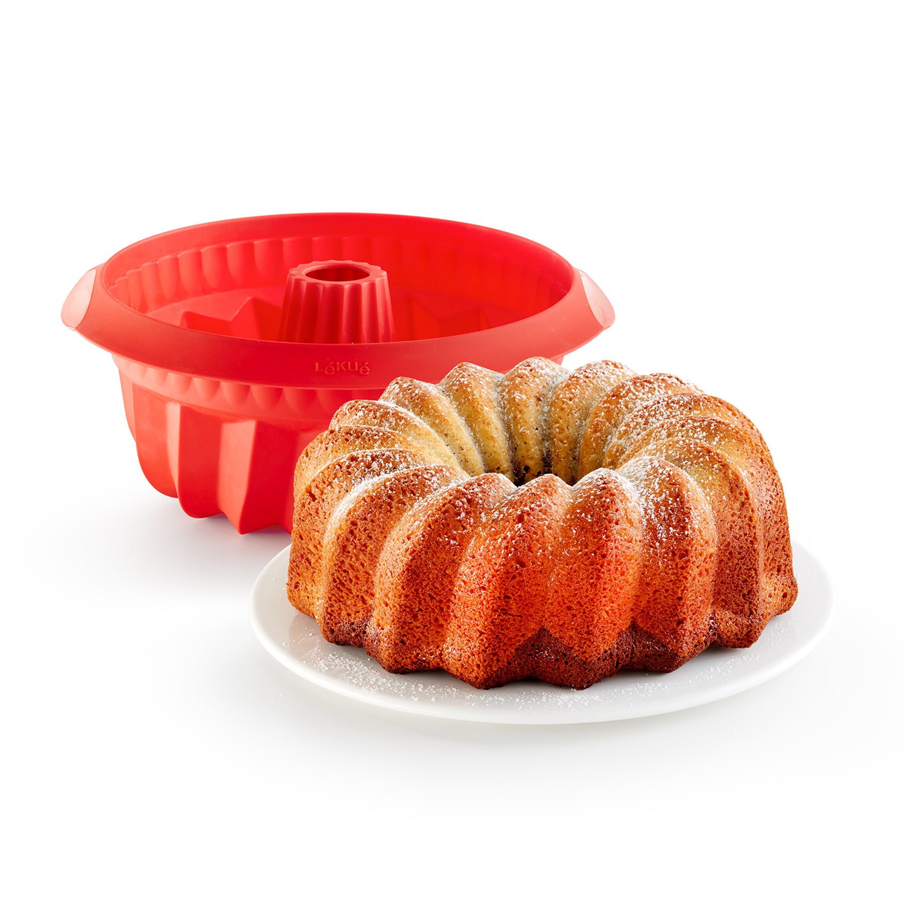 Lékué Deep Savarin Cake Mould 22cm/2.4L Red
