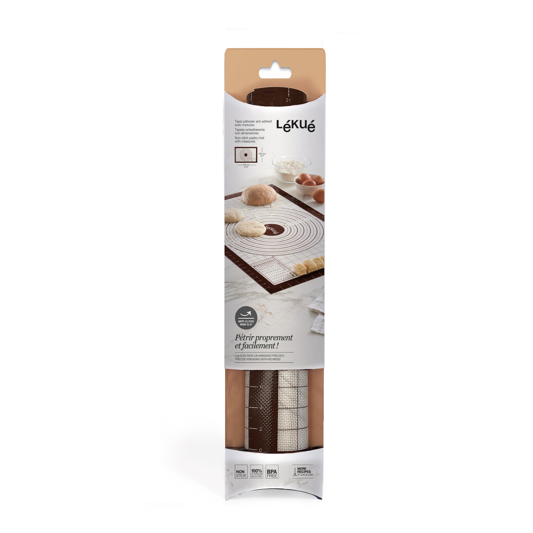 Lékué Non Stick Pastry Mat with Measures 60 x 40cm Brown