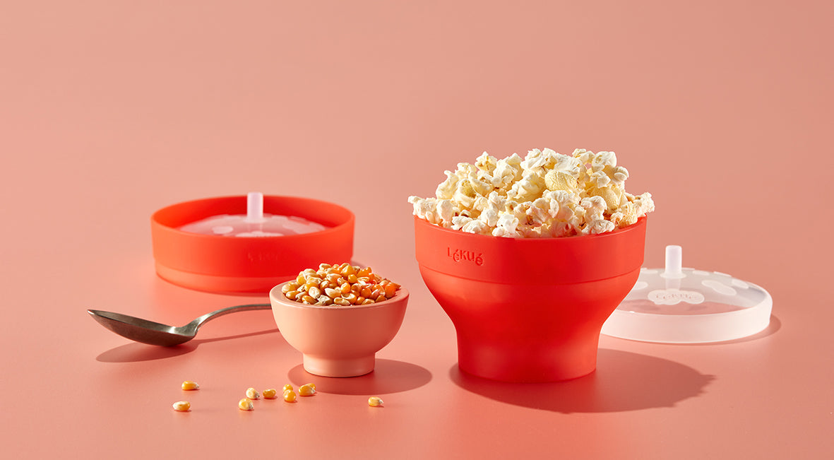 Lékué Mini Microwave PopCorn Maker 700ml 2 Piece Set Red