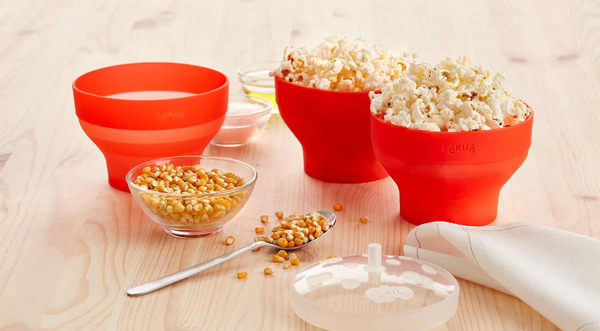 Lékué Mini Microwave PopCorn Maker 700ml 2 Piece Set Red