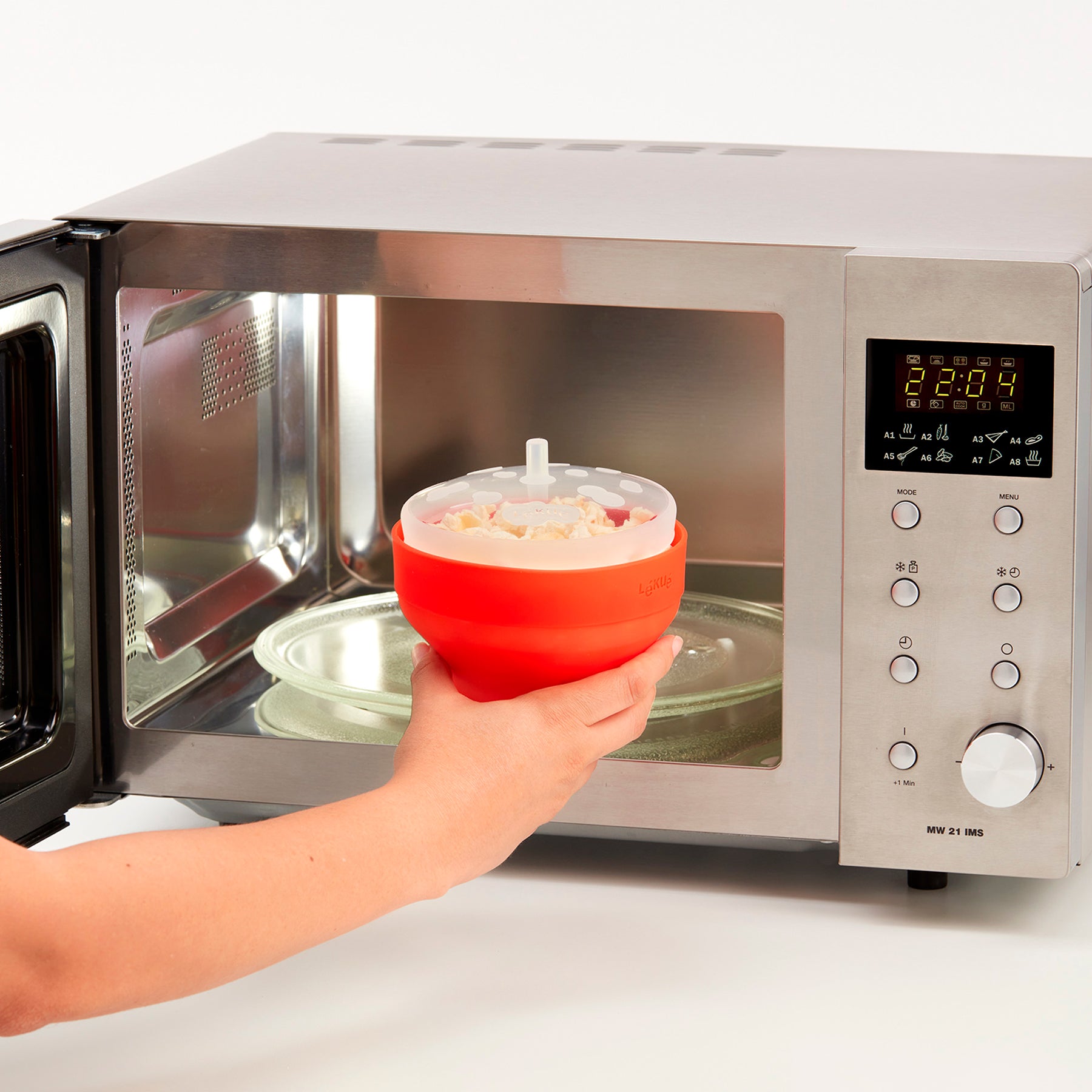 Lékué Mini Microwave PopCorn Maker 700ml 2 Piece Set Red