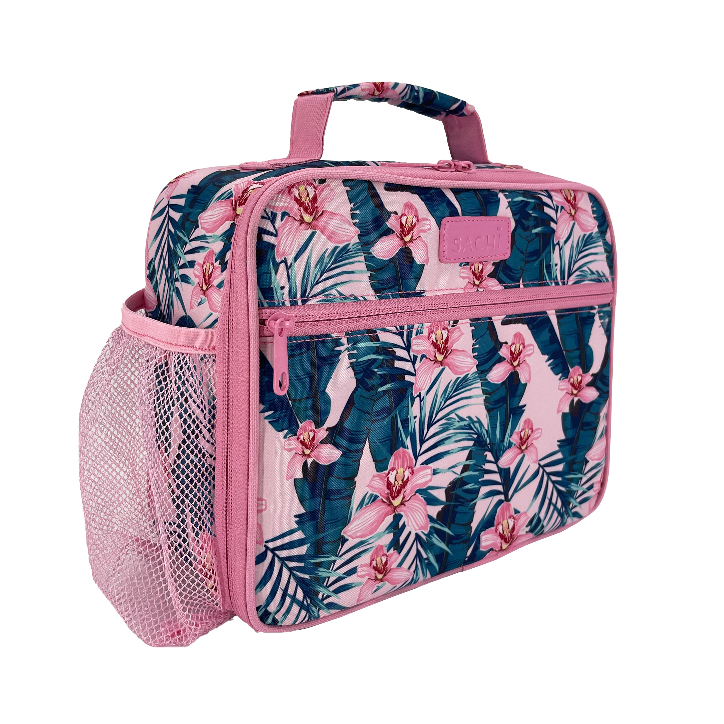 Sachi Insulated Crew Lunch Bag with Bottle Holder - Pink Orchids