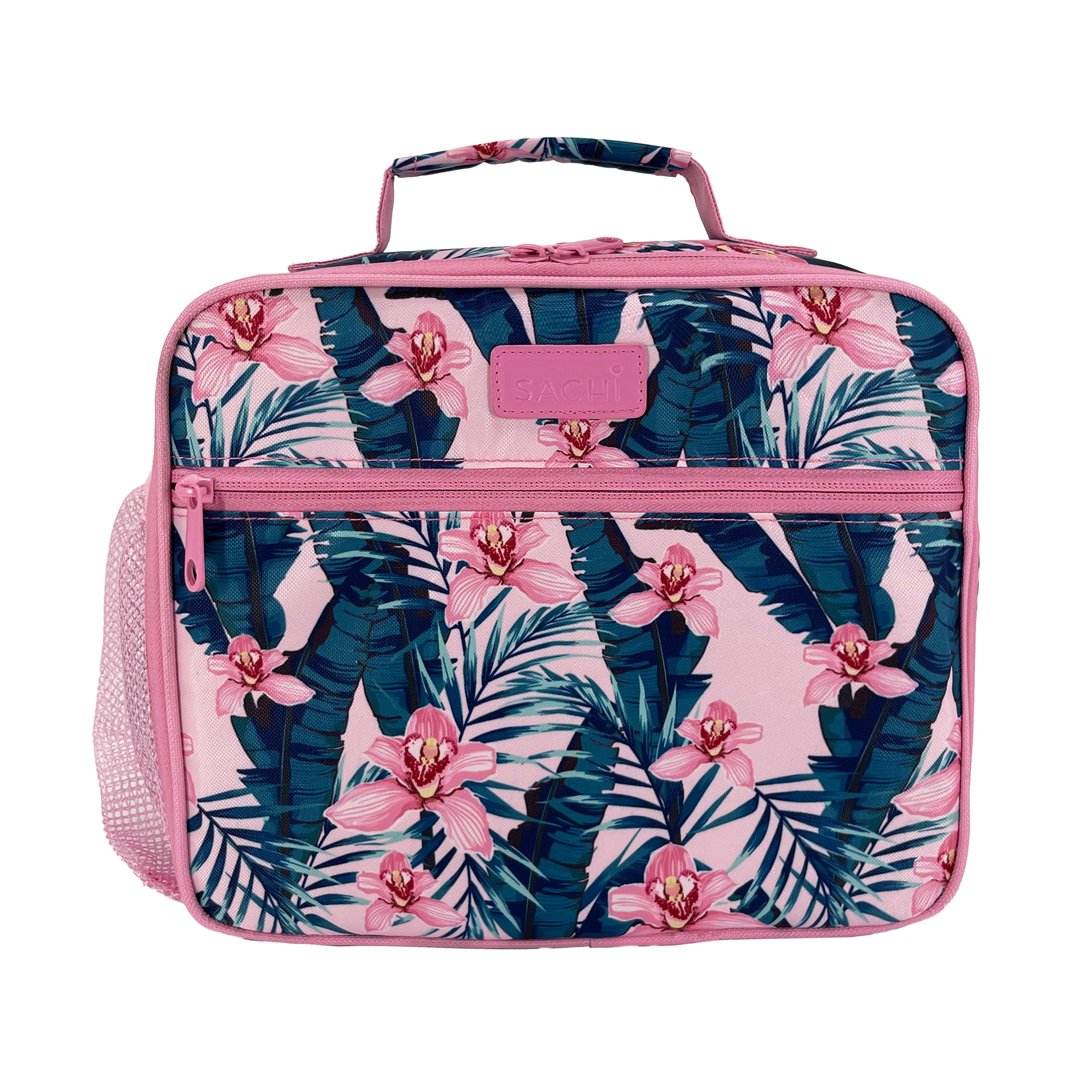 Sachi Insulated Crew Lunch Bag with Bottle Holder - Pink Orchids