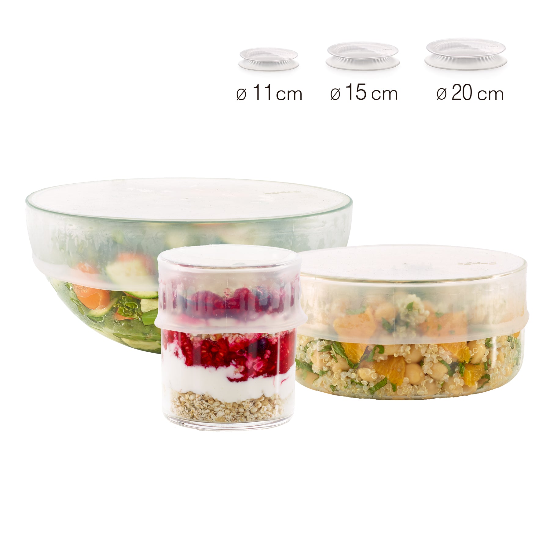 Lékué Reusable Flexi Lid 11.5cm/15cm/20cm Dia 3 Piece Set