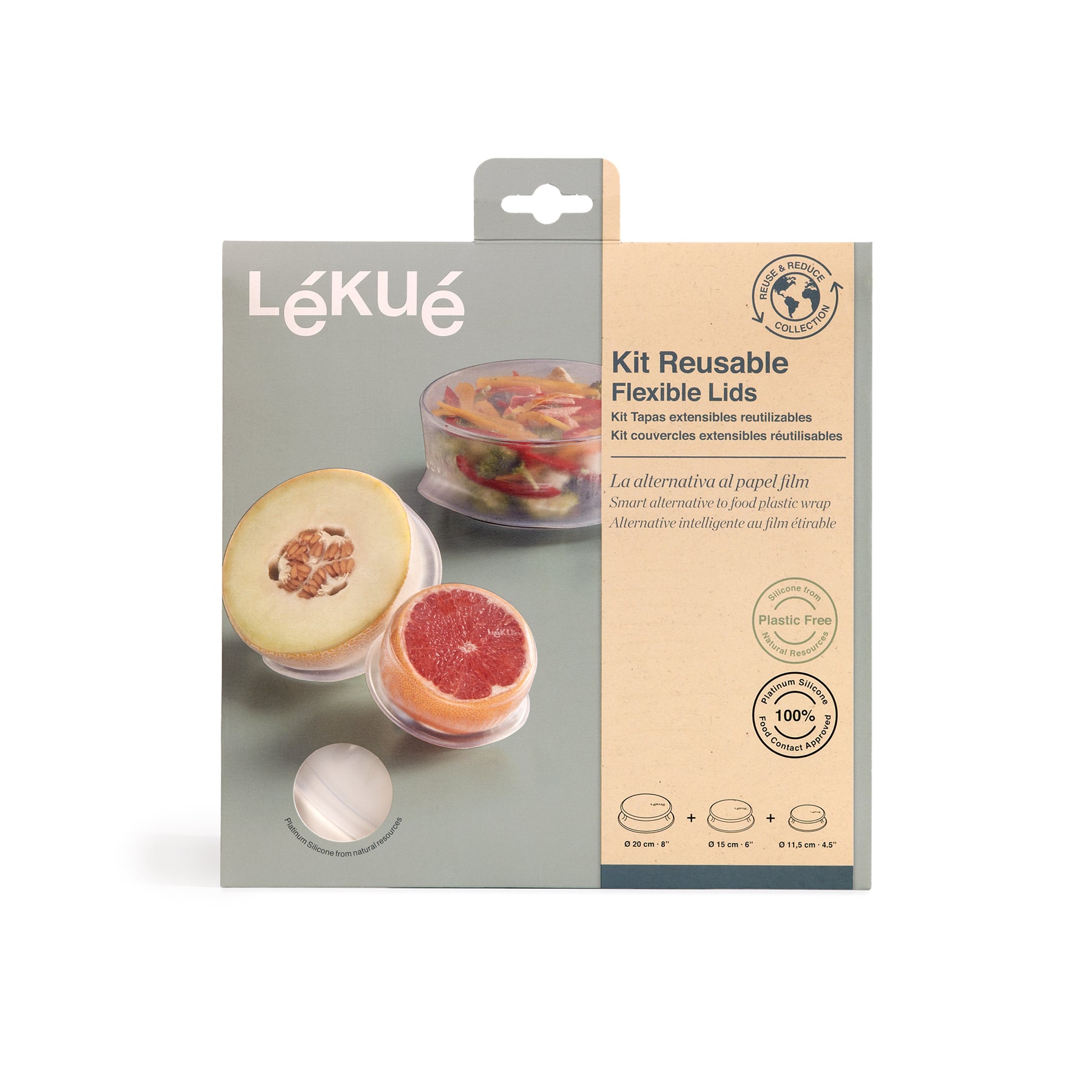 Lékué Reusable Flexi Lid 11.5cm/15cm/20cm Dia 3 Piece Set