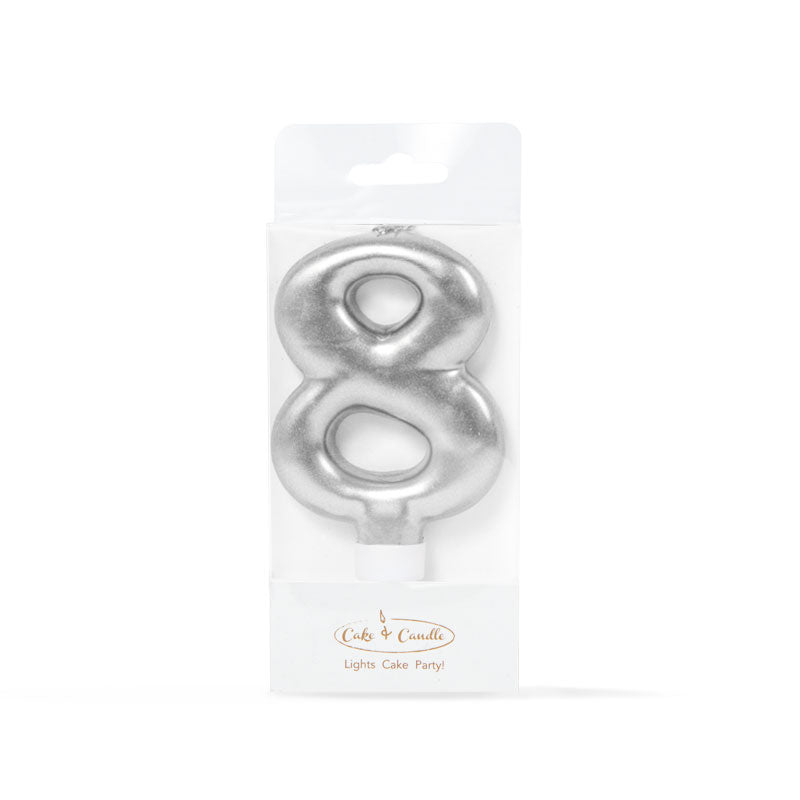 Cake & Candle Candle Number 8 Silver