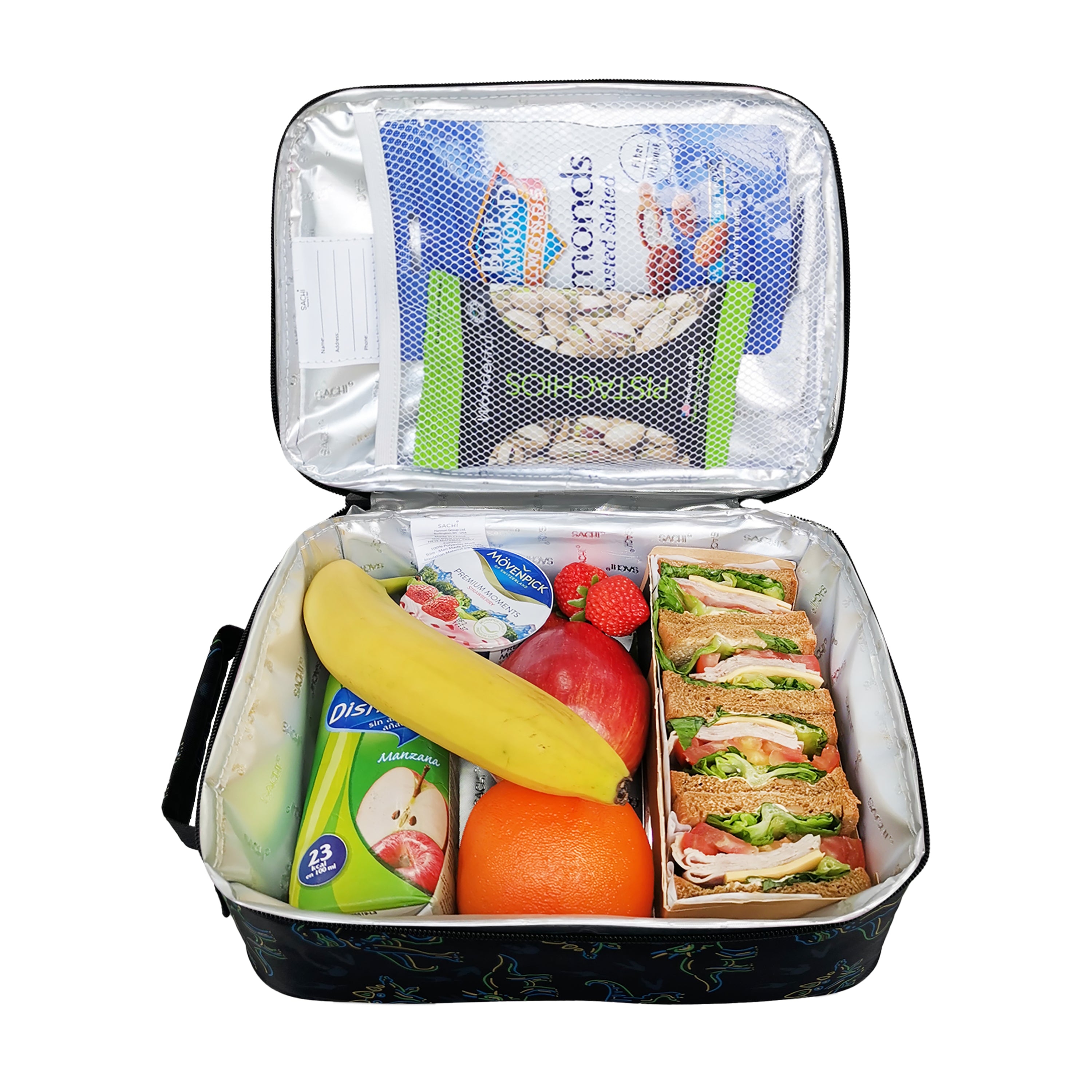 Sachi Insulated Junior Lunch Bag - Neon Dinosaurs