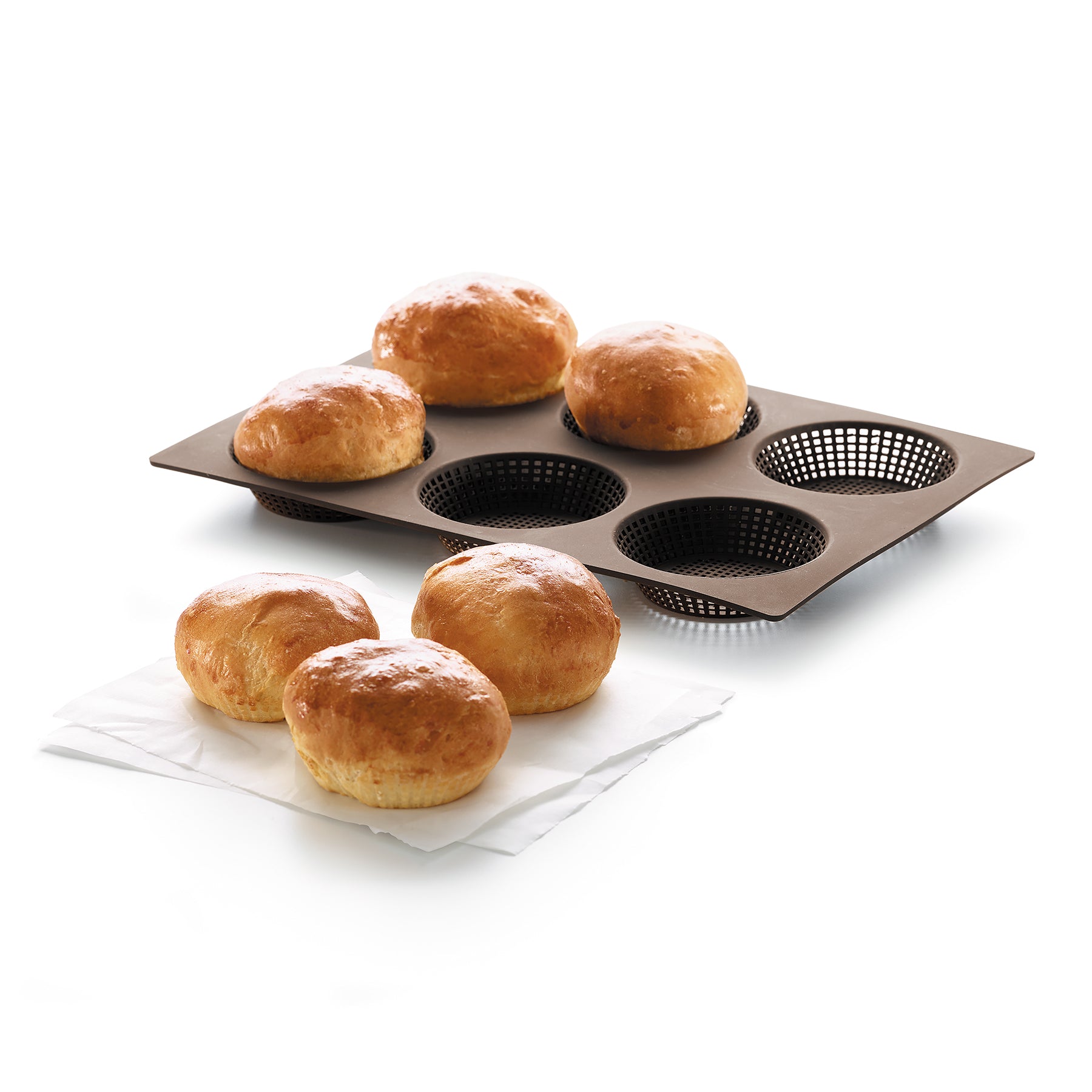 Lékué Bread Roll Mould 6 Cup 75ml Brown