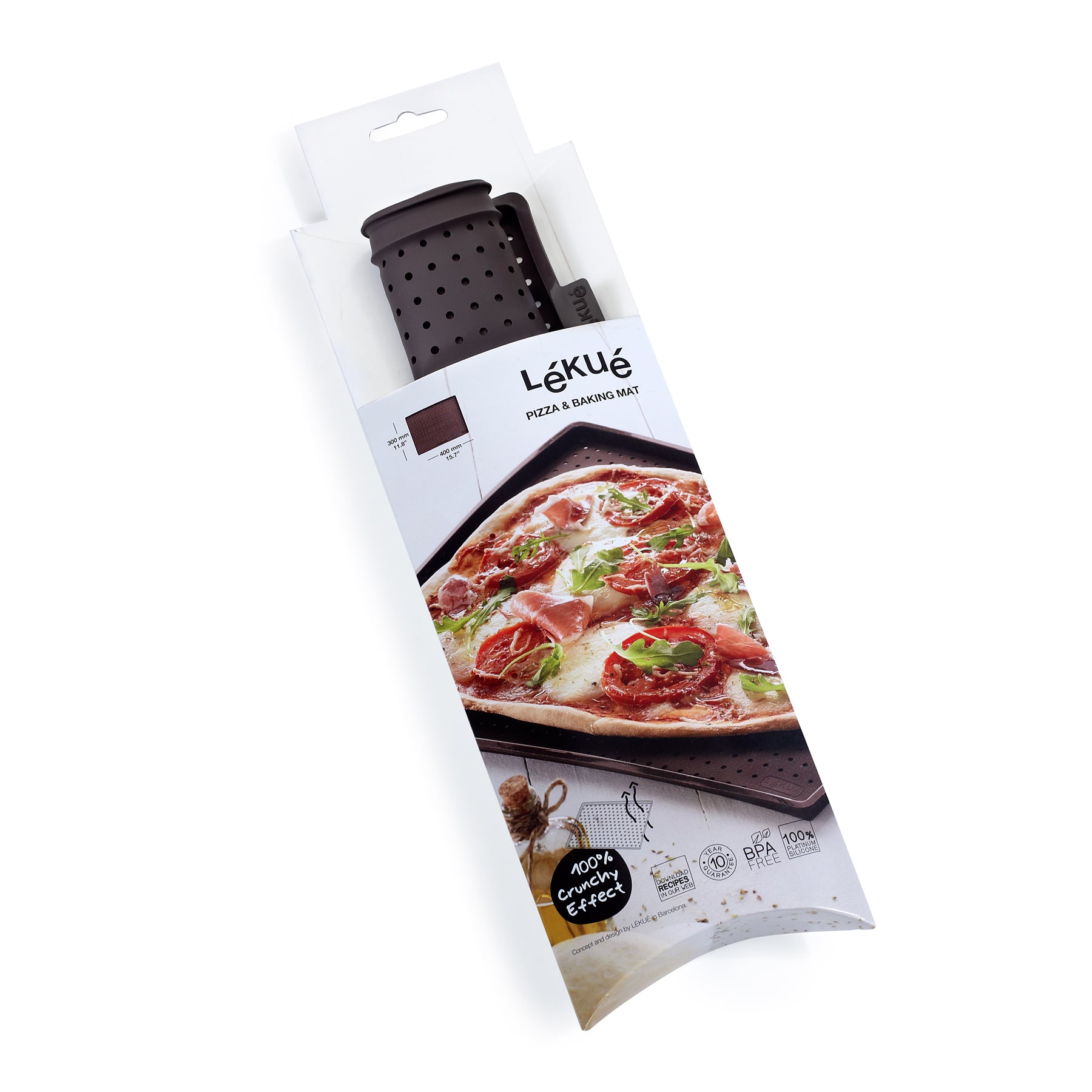 Lékué Pizza Mat 40 x 30 x 1.2cm Brown