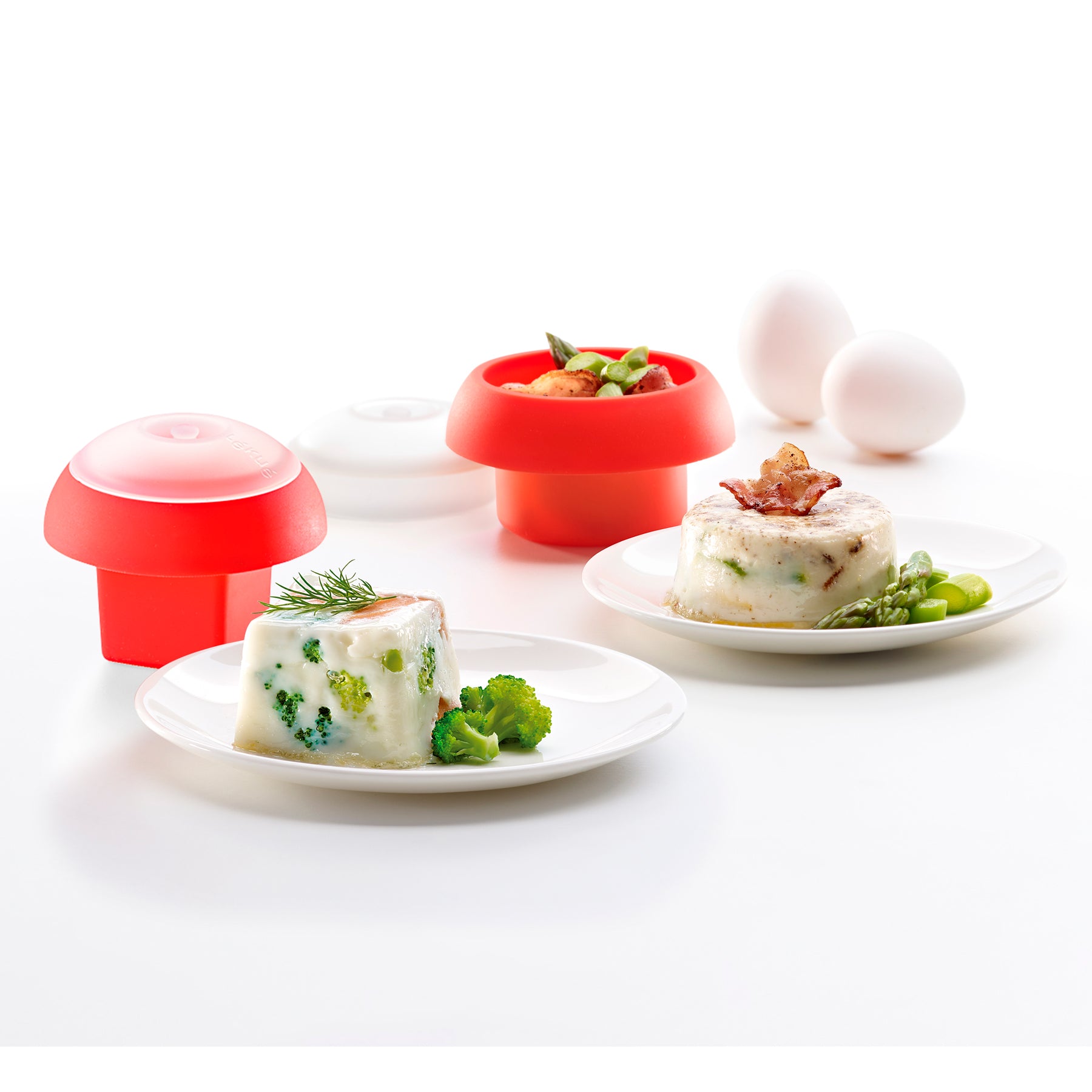 Lékué Microwave Ovo 2 Piece Kit Square and Cylinder 100ml Red