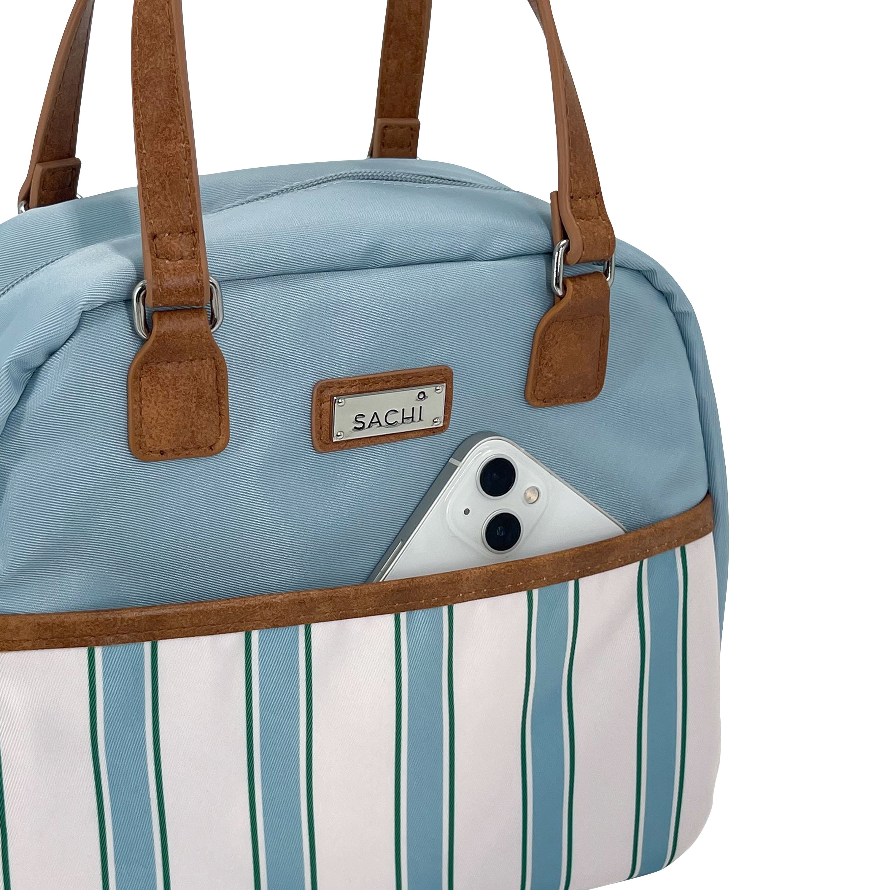 Sachi Insulated Cali Lunch Bag  - Hazy Blue Stripes