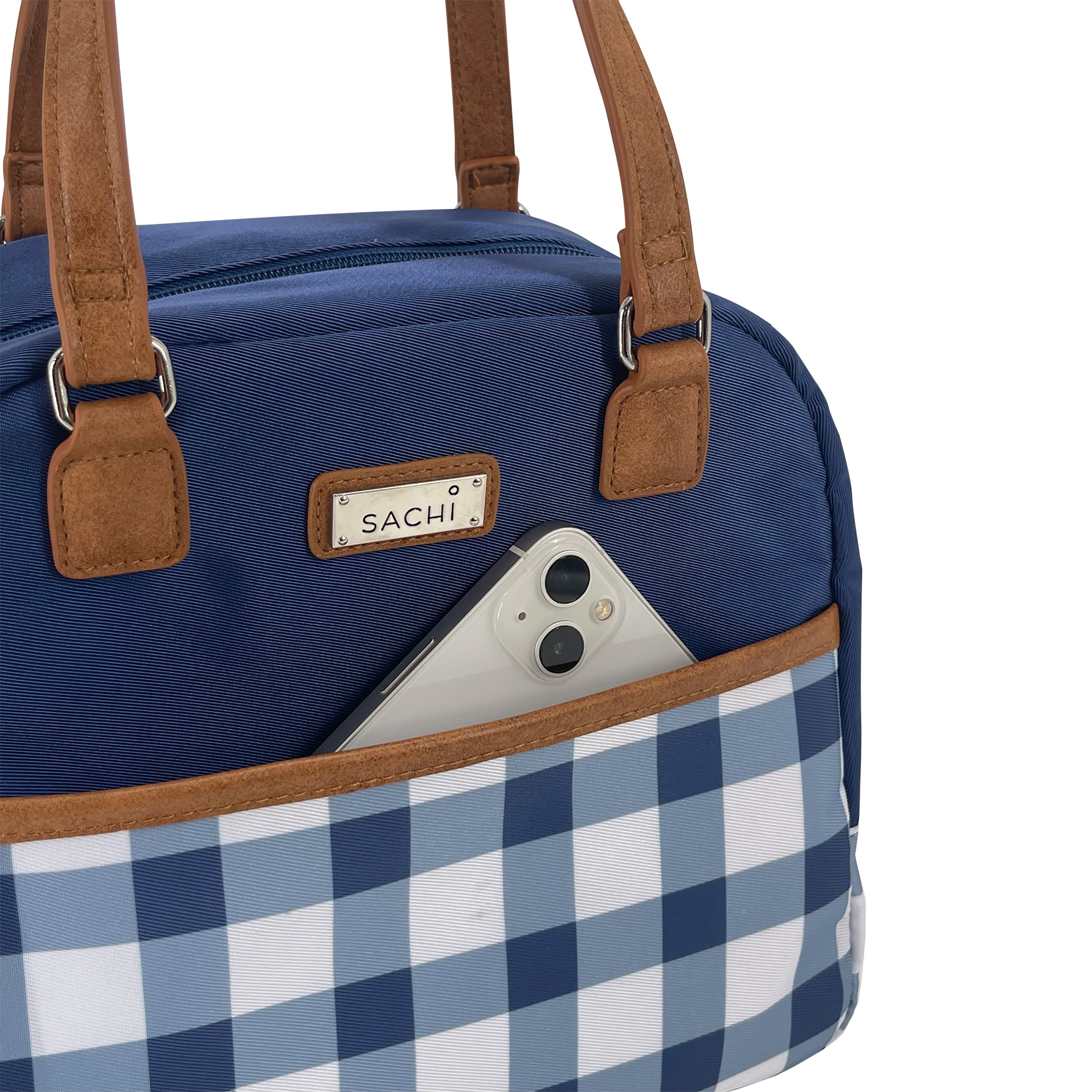 Sachi Insulated Cali Lunch Bag  - Indigo Gingham