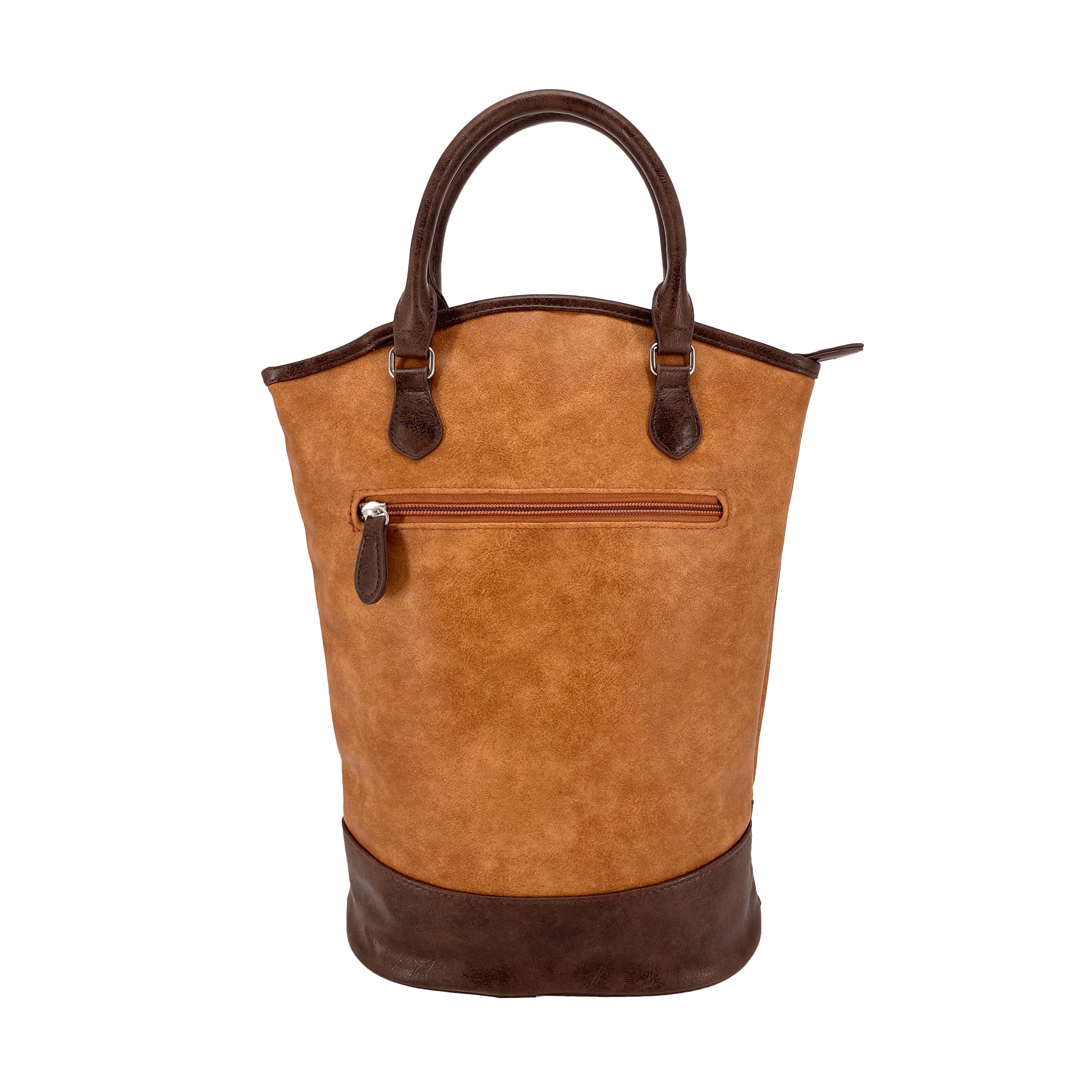 Sachi Insulated Two Bottle Wine Tote - Faux Leather - Tan