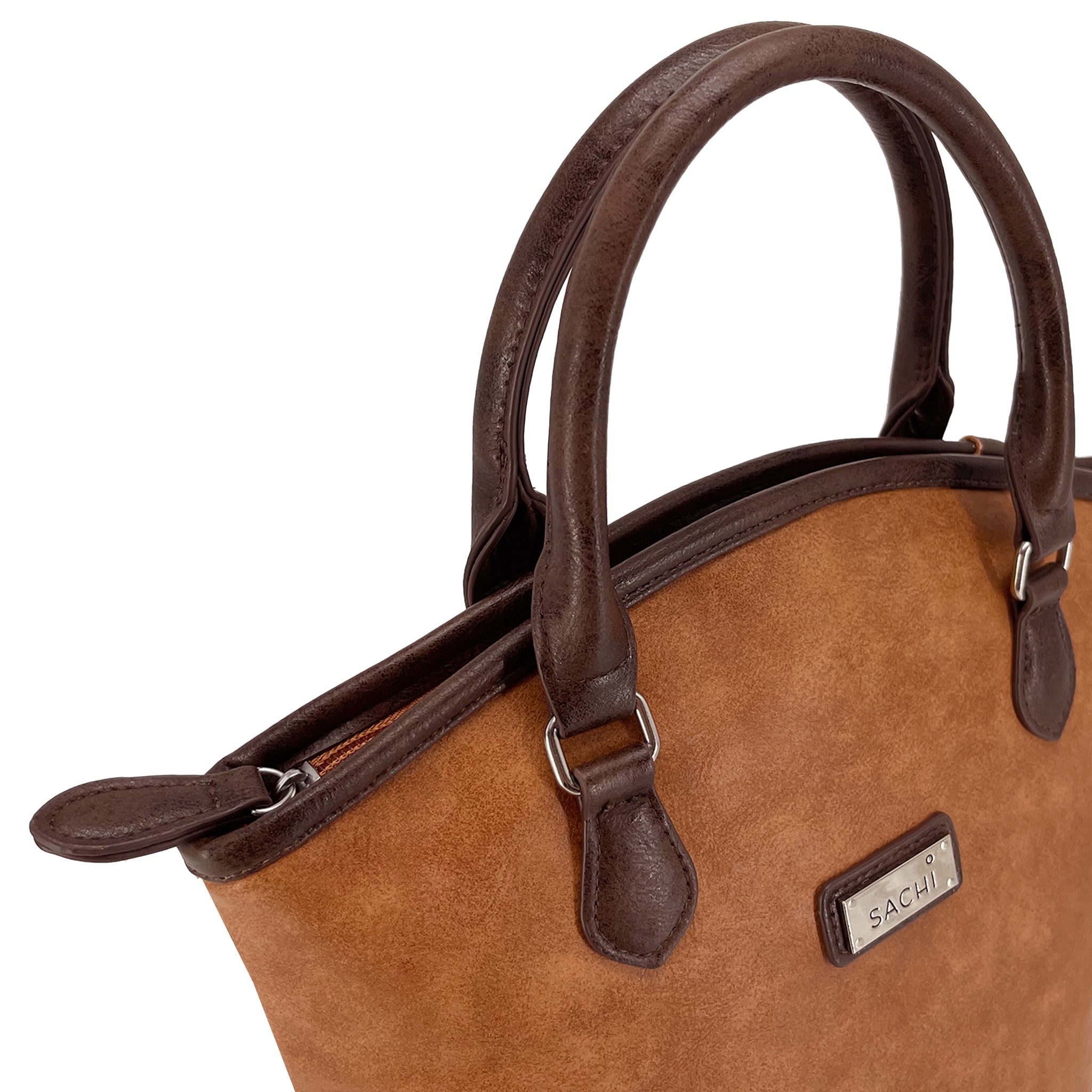 Sachi Insulated Two Bottle Wine Tote - Faux Leather - Tan
