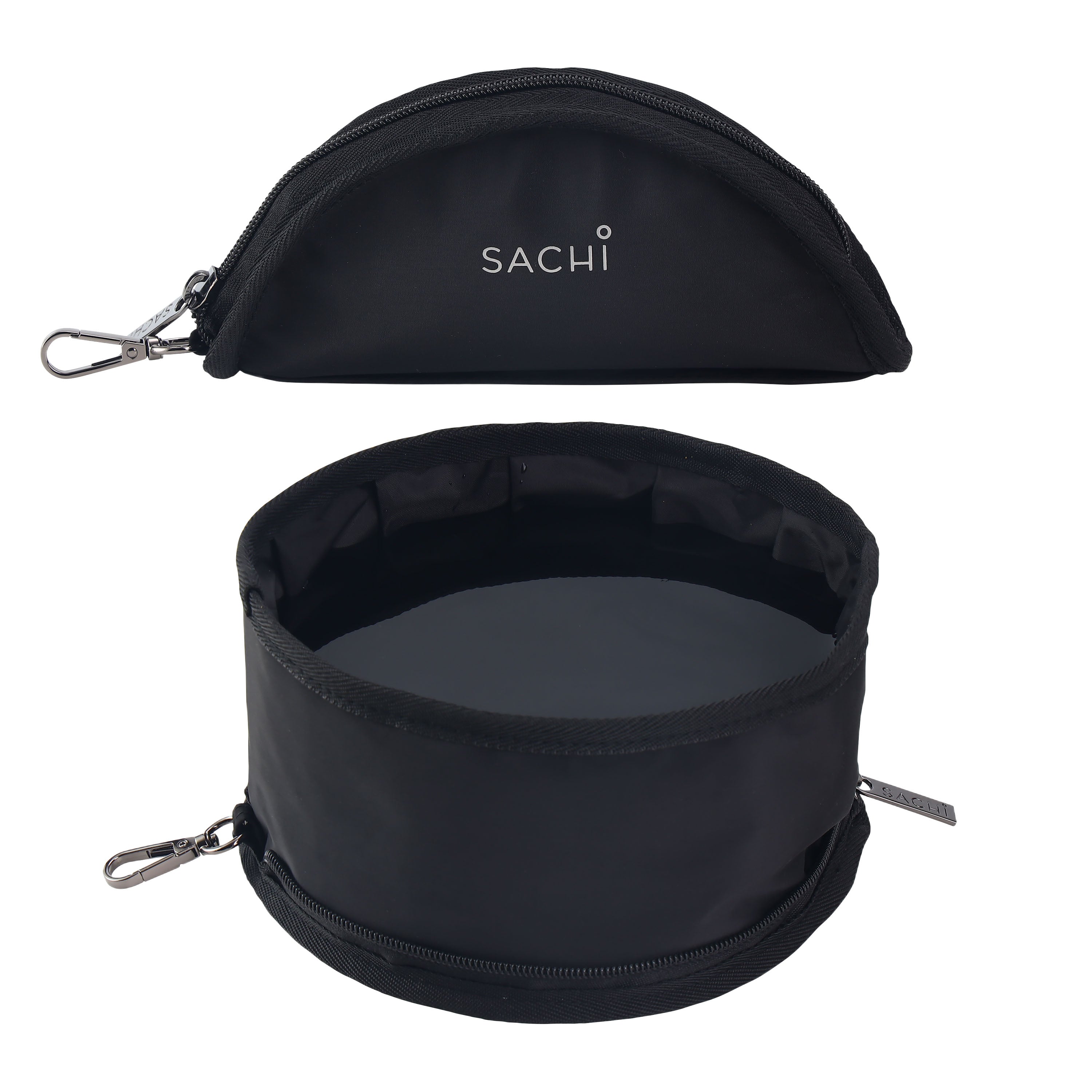 Sachi PupBowl Portable Folding Dog Bowl - Black