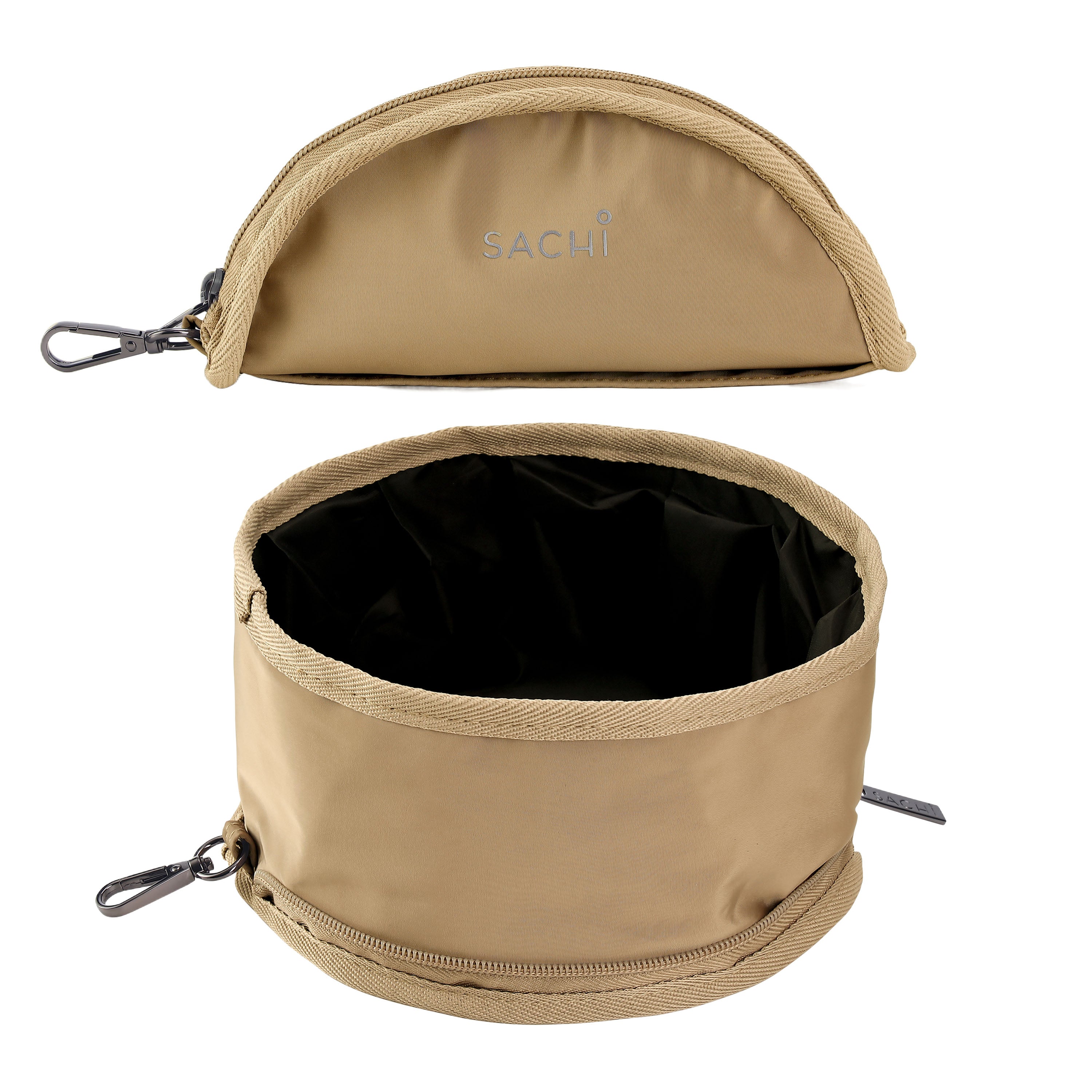 Sachi PupBowl Portable Folding Dog Bowl - Latte
