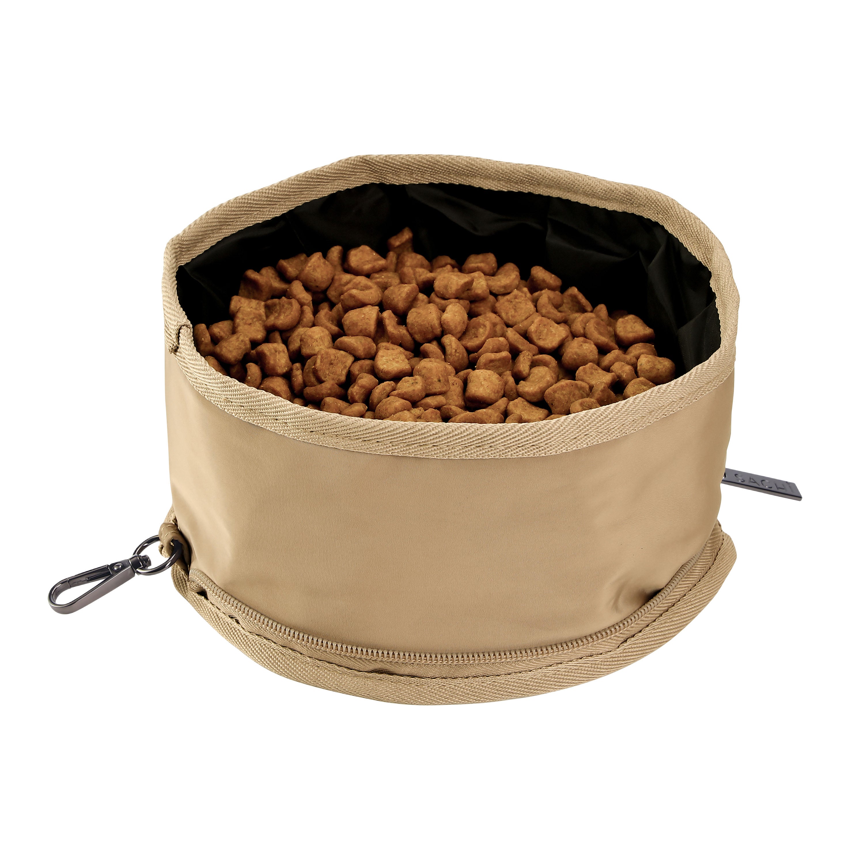 Sachi PupBowl Portable Folding Dog Bowl - Latte