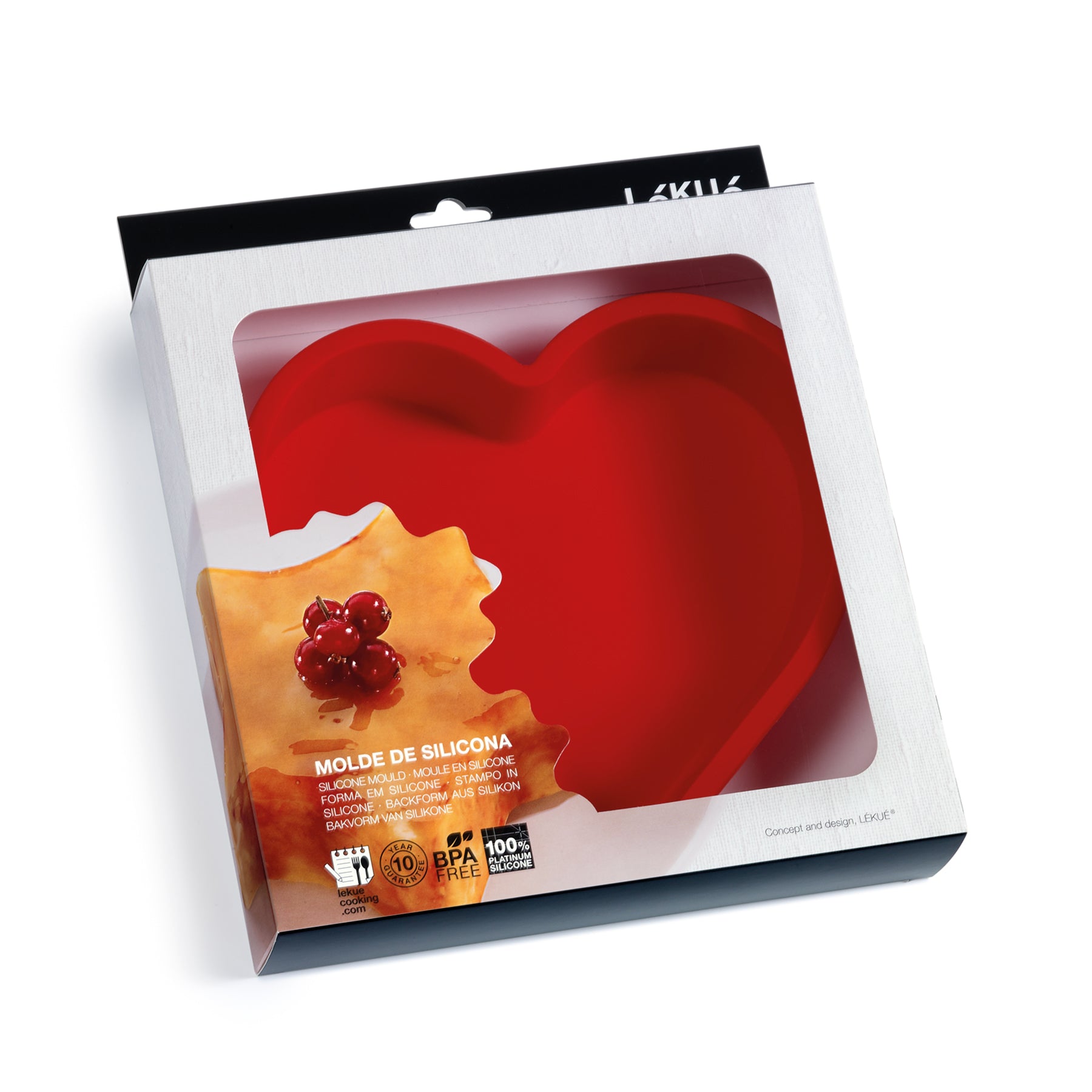 Lékué Heart Cake Portion Mould 330ml x 4 Red