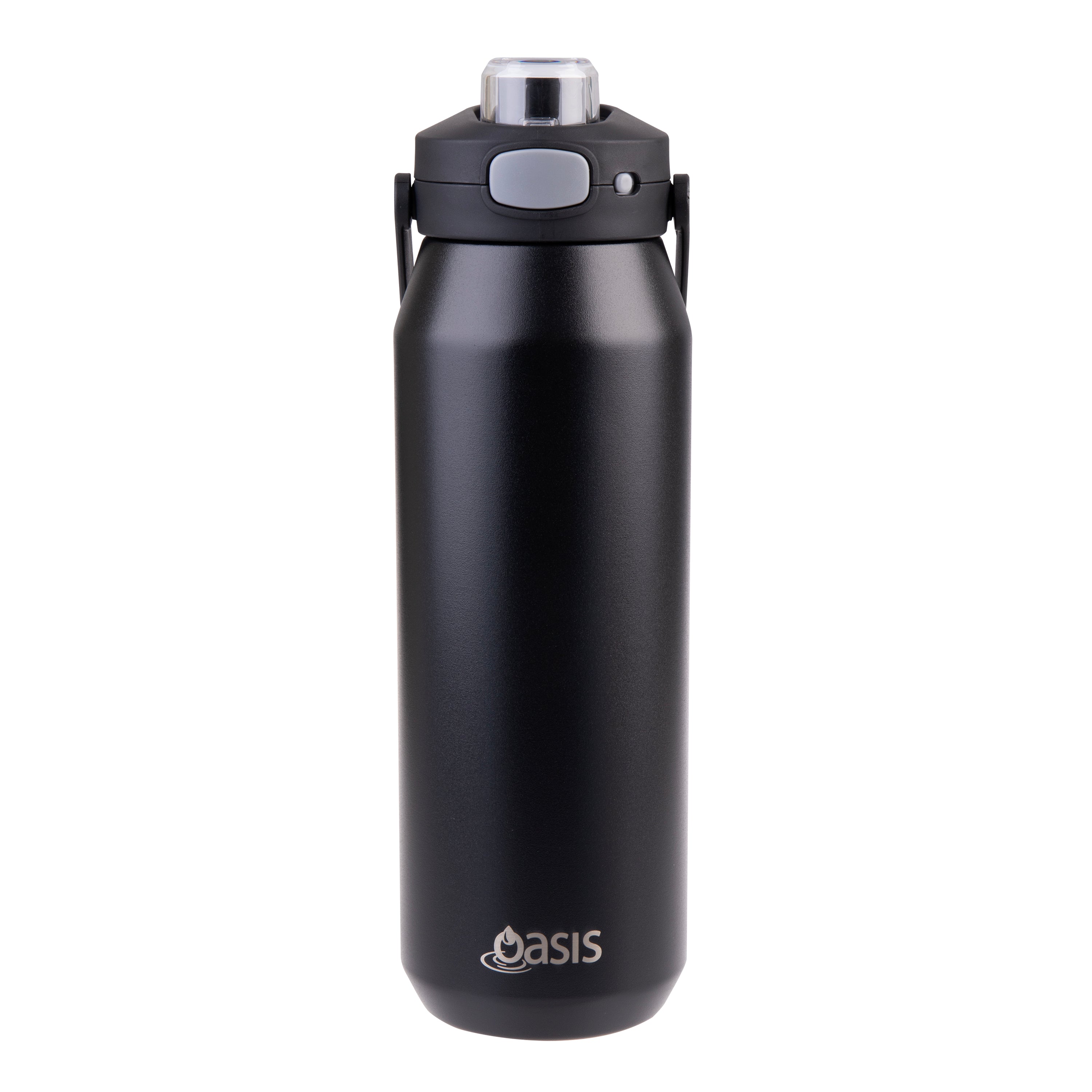 Oasis Capri Ceramic Lined Triple Wall Drink Bottle with Quick Release 1L - Black