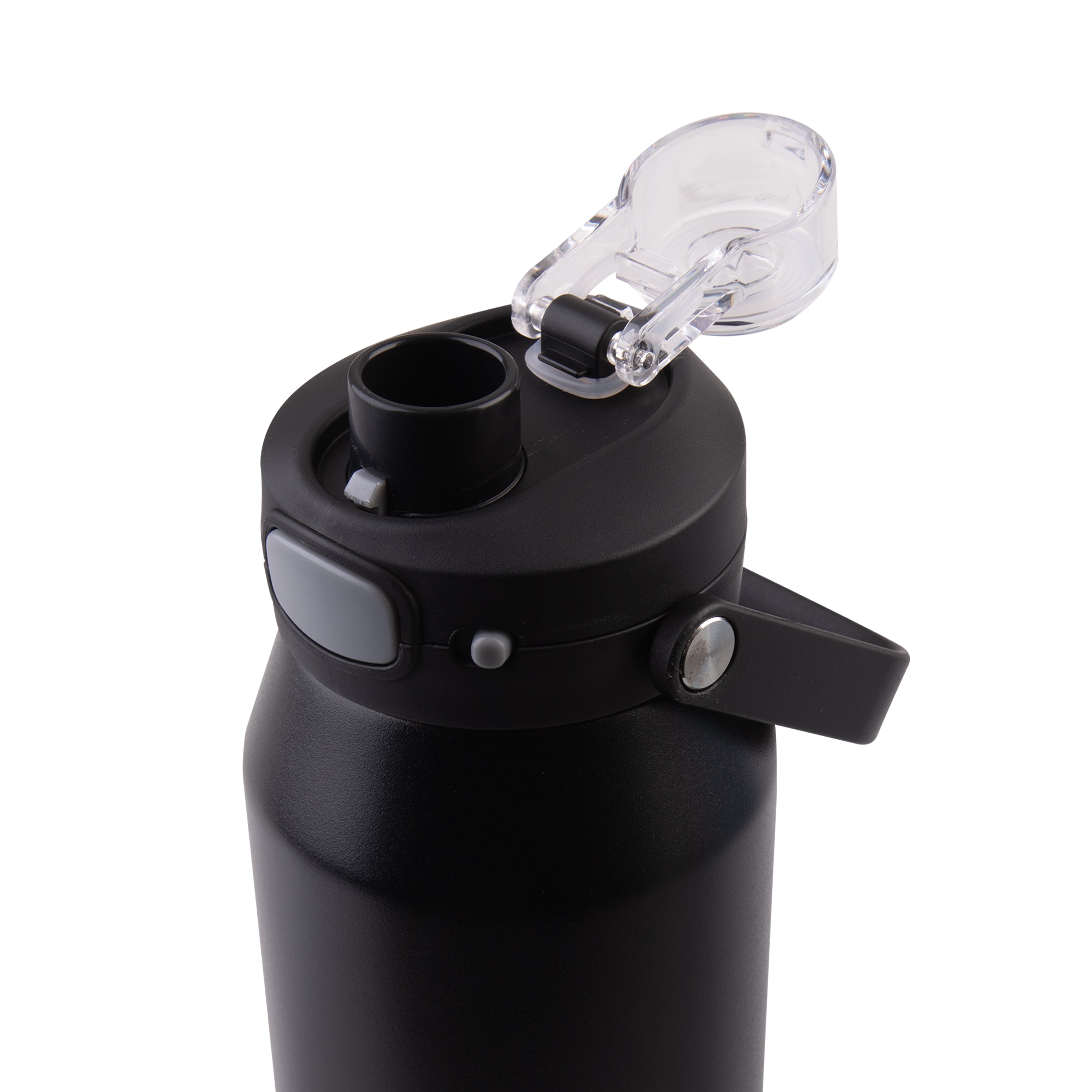 Oasis Capri Ceramic Lined Triple Wall Drink Bottle with Quick Release 1L - Black