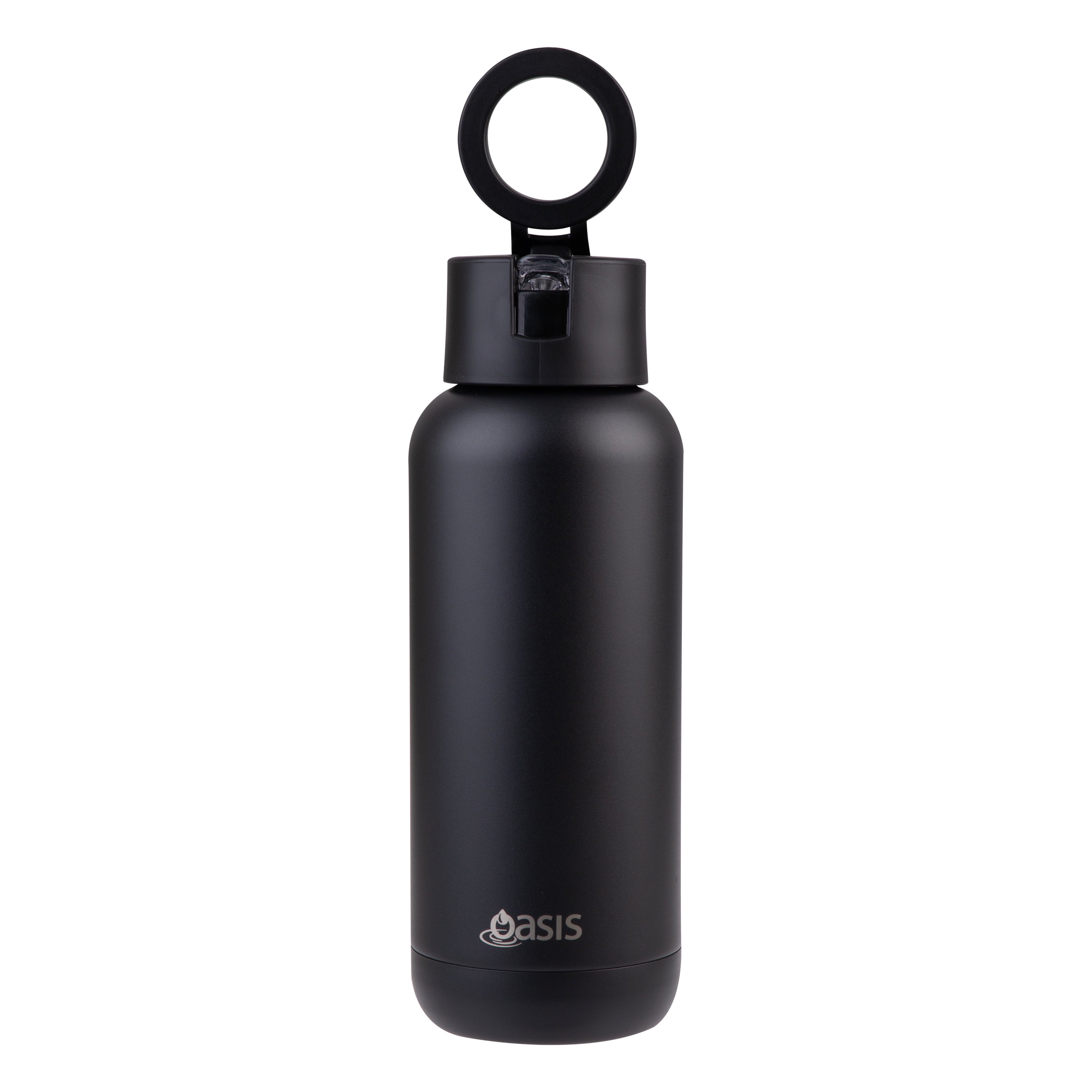 Oasis Moda Mag-Grip Ceramic Lined Triple Wall Drink Bottle 1L - Black