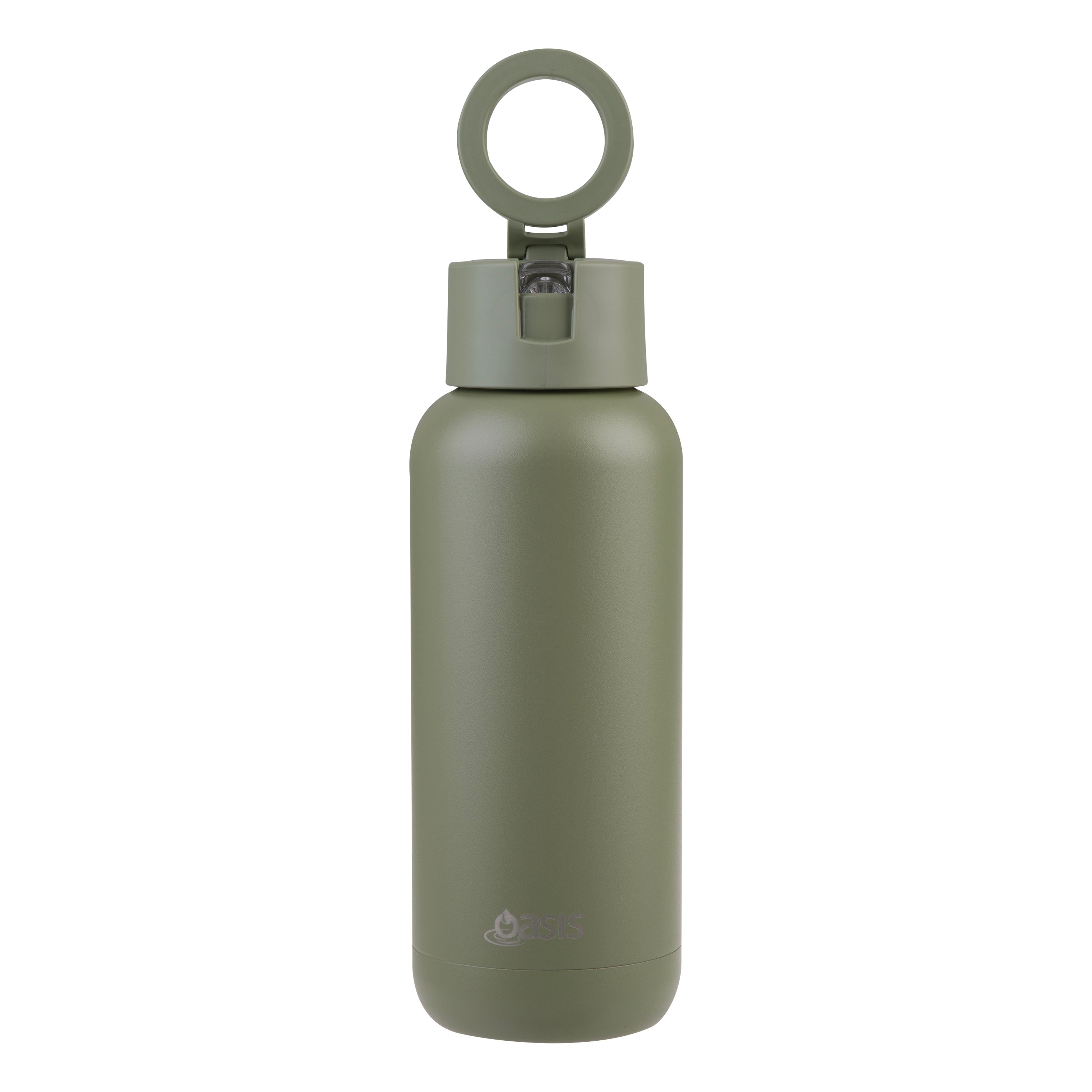 Oasis Moda Mag-Grip Ceramic Lined Triple Wall Drink Bottle 1L - Olive Green