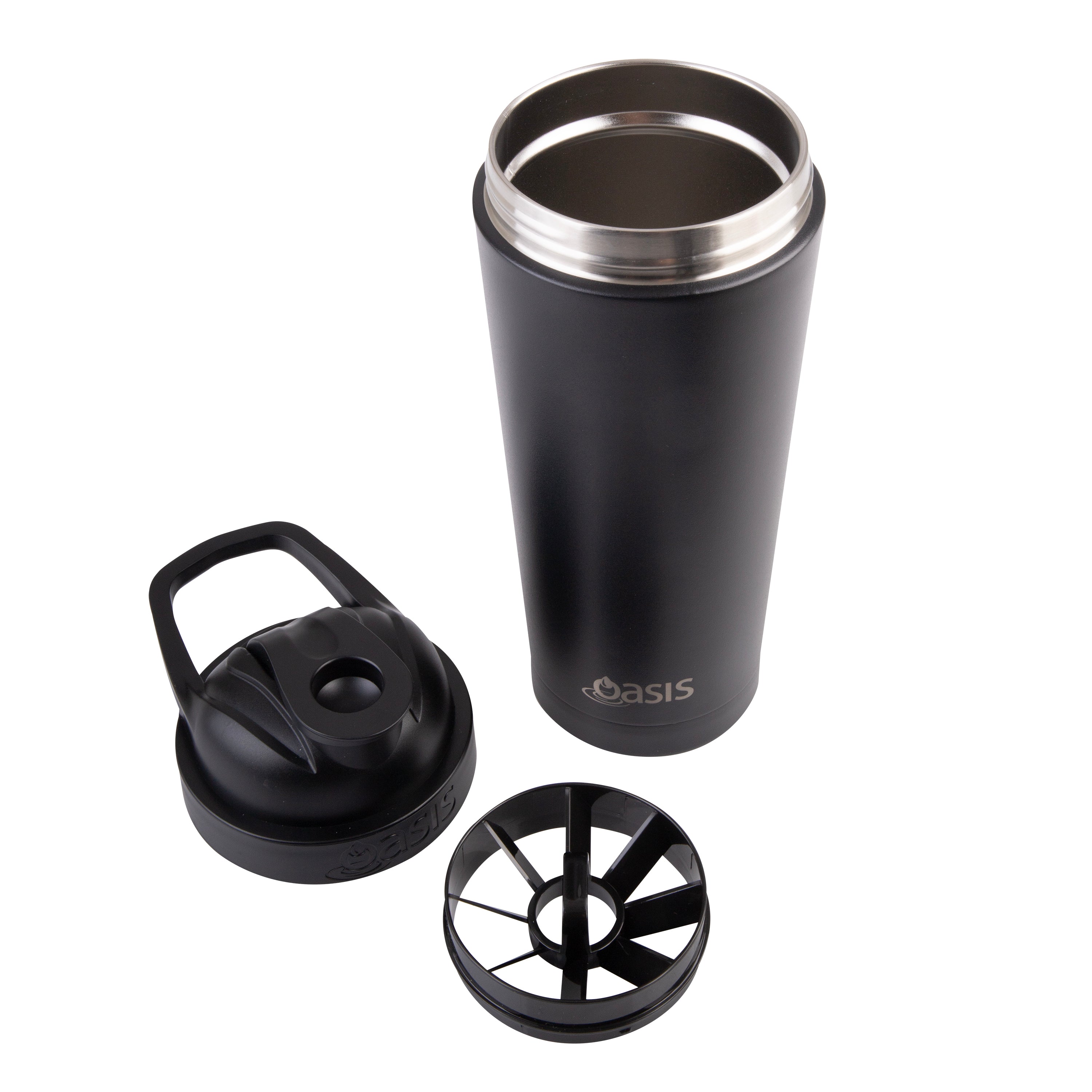 Oasis Stainless Steel Double Wall Protein Shaker 700ml - Black