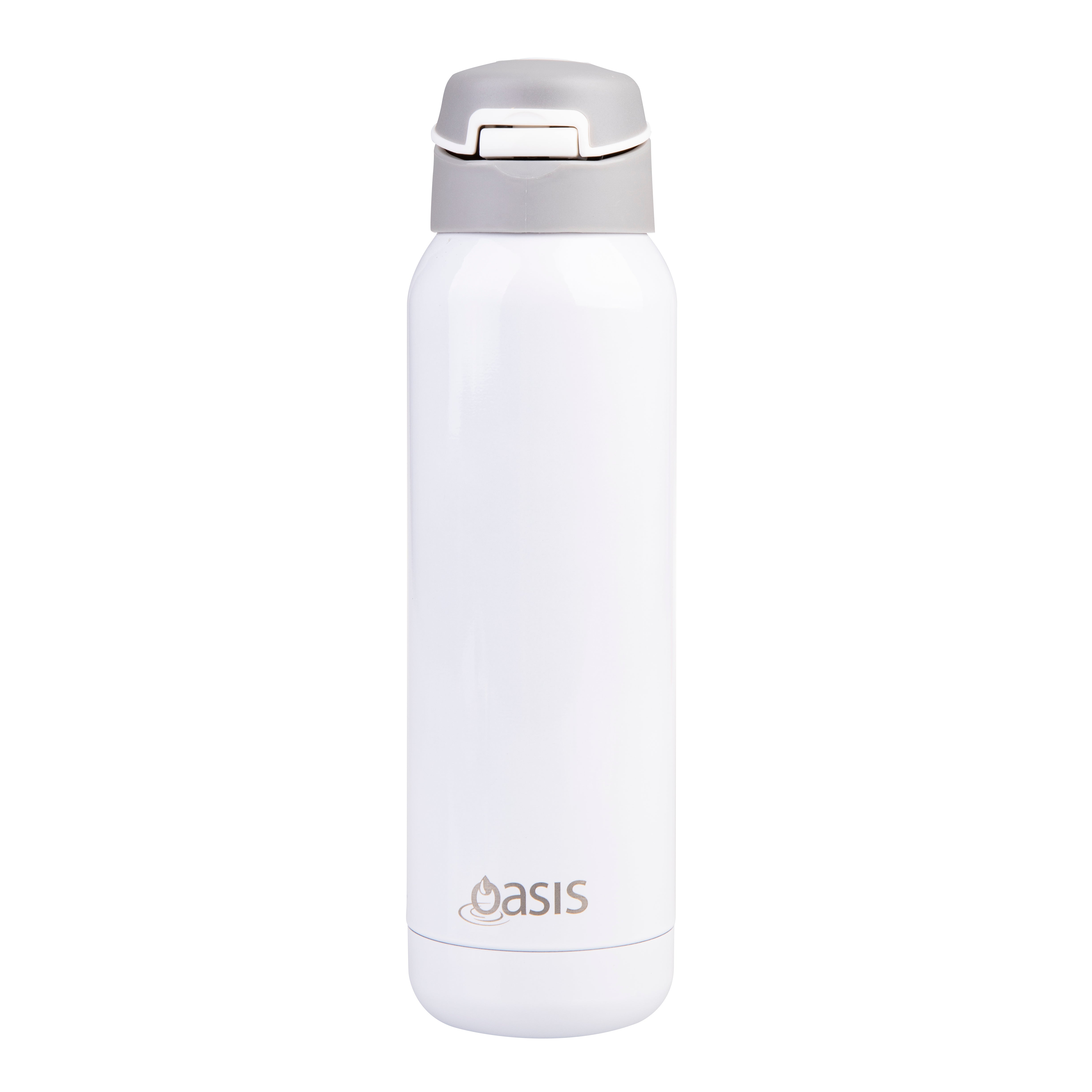 Oasis Double Wall Insulated Sports Bottle with Straw 500ml - White