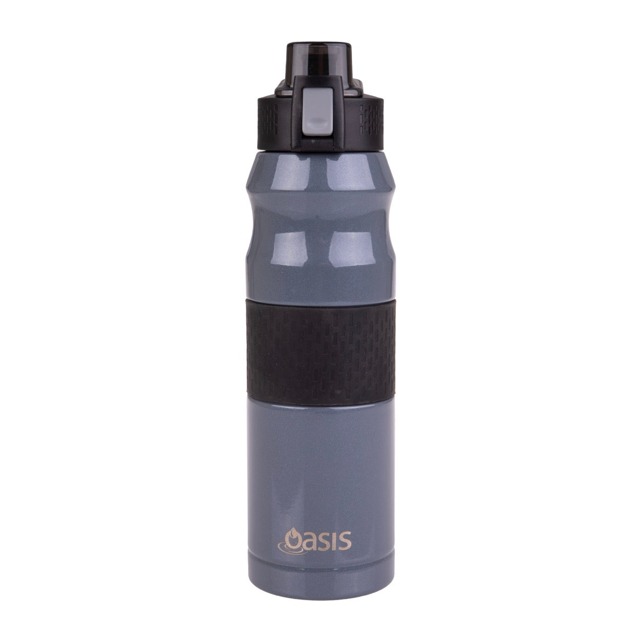 Oasis Stainless Steel Double Wall Flip-Top Sports Bottle 600ml - Charcoal Grey