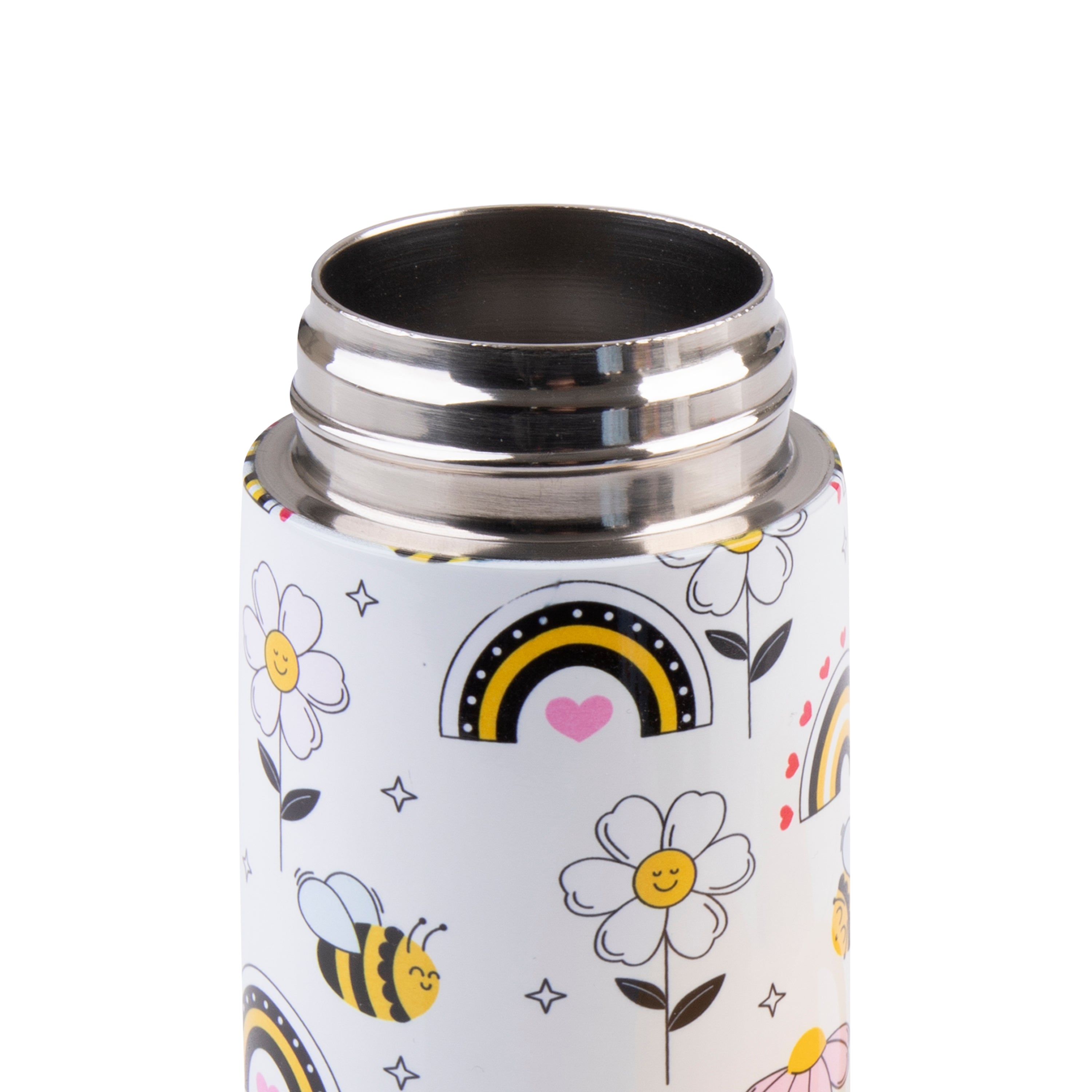 Oasis Stainless Steel Double Wall Kid's Drink Bottle with Sipper Straw 400ml - Busy Bees