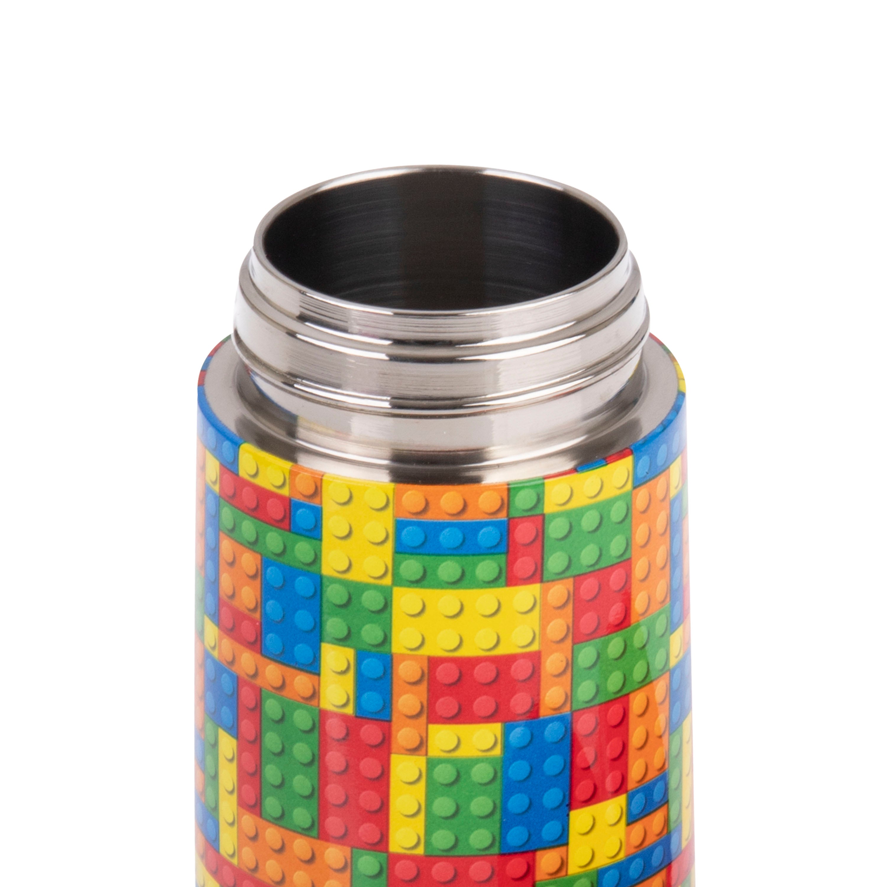 Oasis Stainless Steel Double Wall Kid's Drink Bottle with Sipper Straw 400ml - Bricks