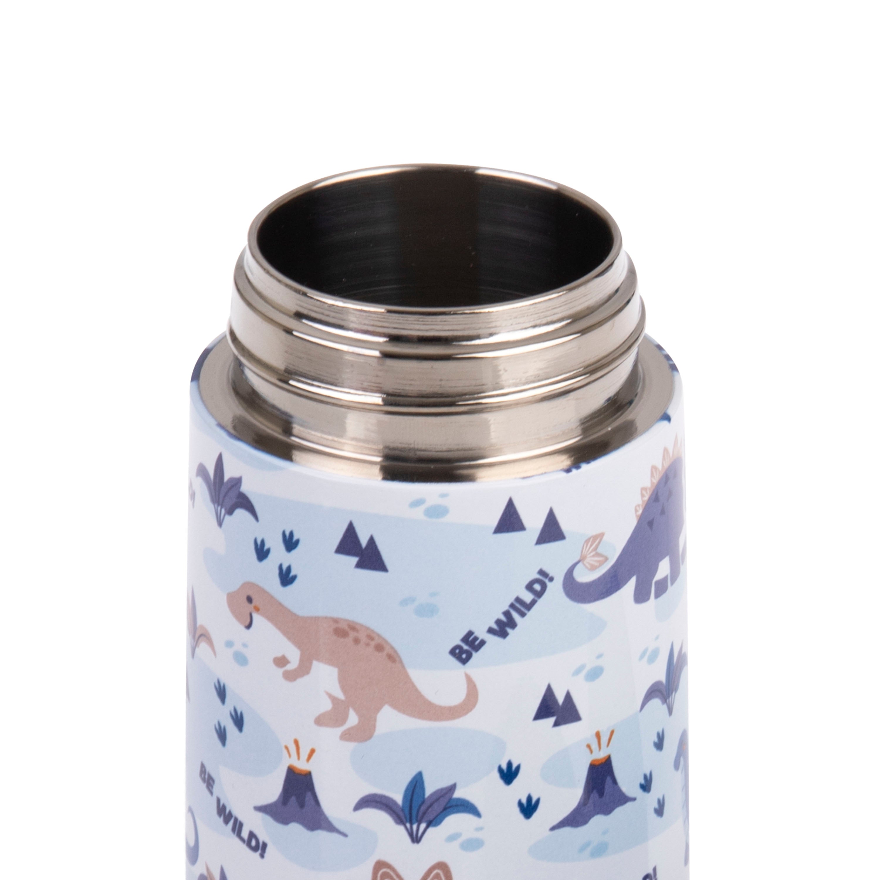 Oasis Stainless Steel Double Wall Kid's Drink Bottle with Sipper Straw 400ml - Dinosaur Land