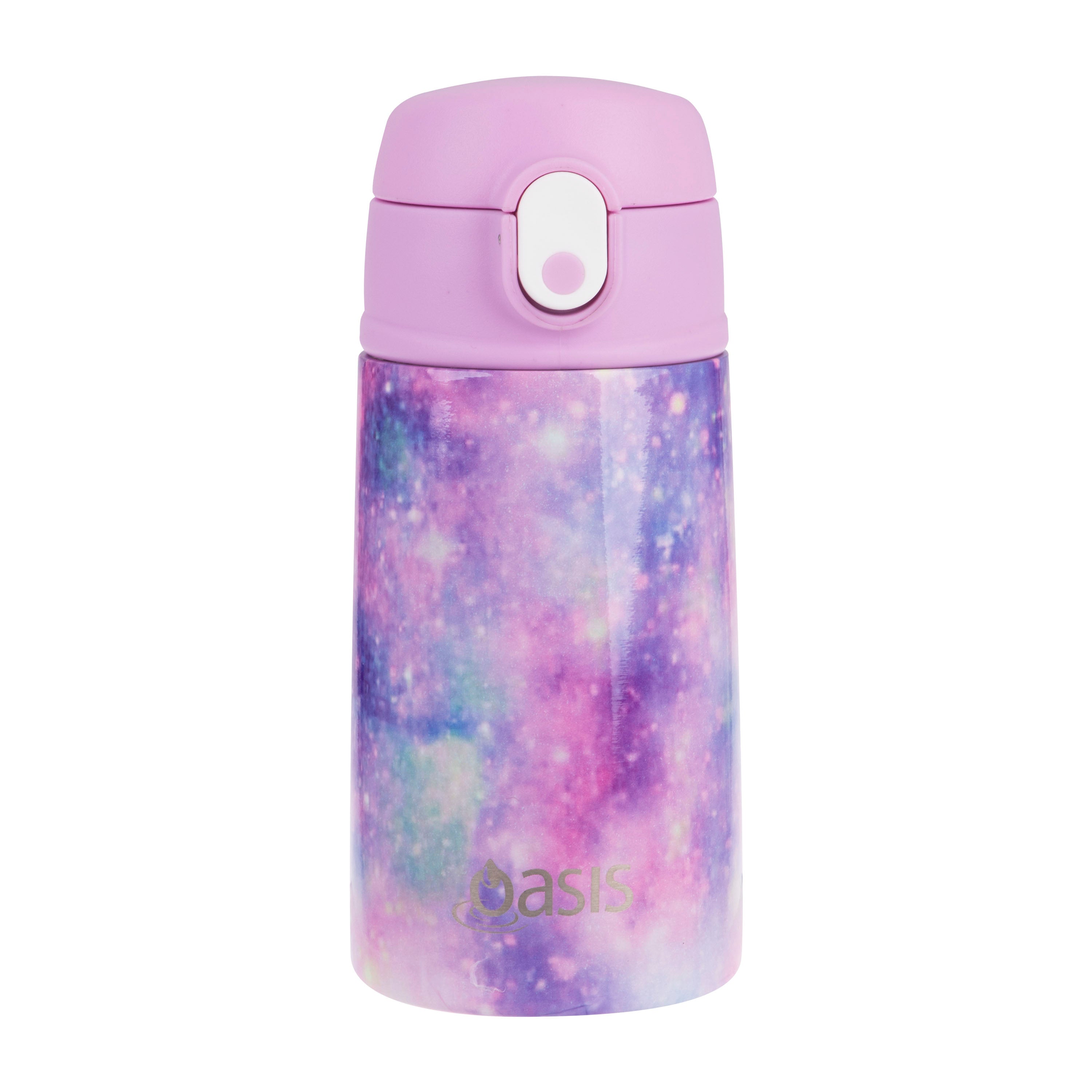 Oasis Stainless Steel Double Wall Kid's Drink Bottle with Sipper Straw 400ml - Galaxy