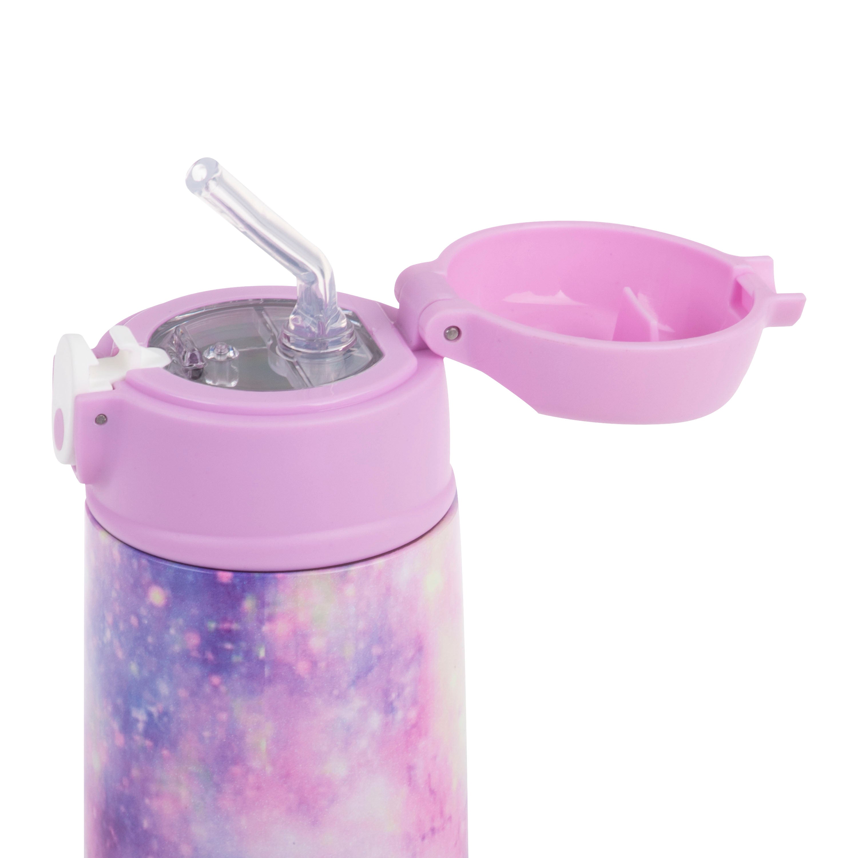Oasis Stainless Steel Double Wall Kid's Drink Bottle with Sipper Straw 400ml - Galaxy