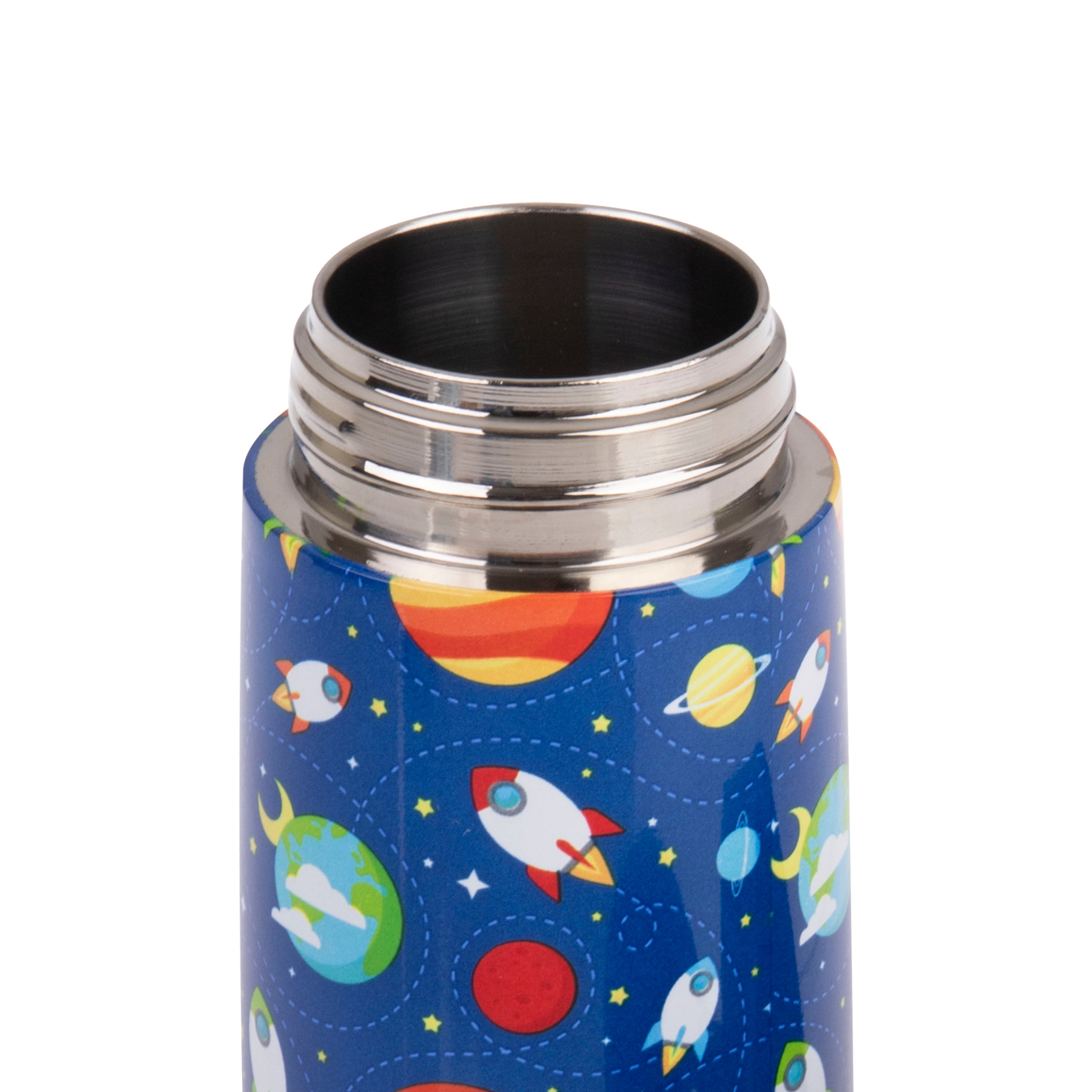 Oasis Stainless Steel Double Wall Kid's Drink Bottle with Sipper Straw 400ml - Outer Space