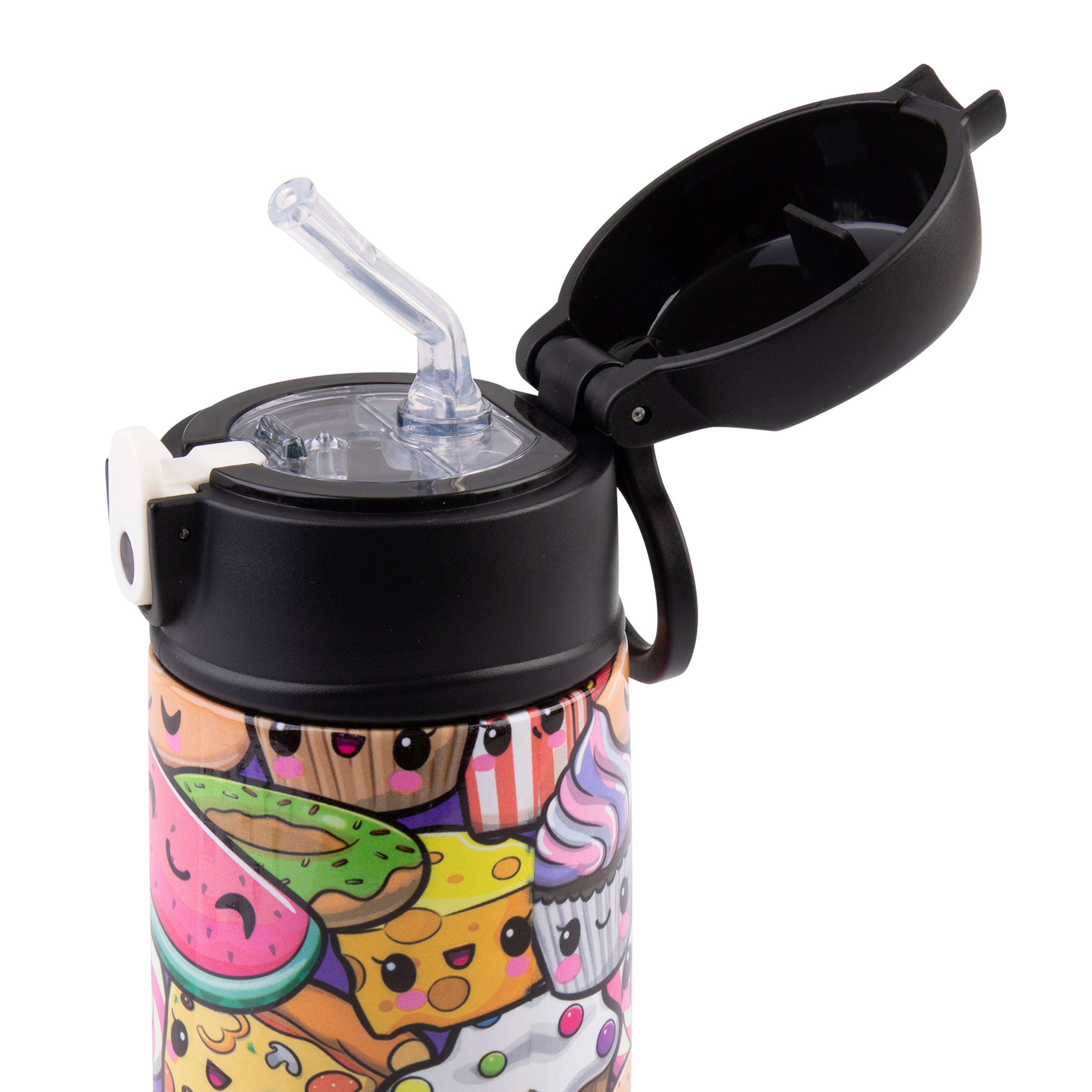 Oasis Stainless Steel Double Wall Kid's Drink Bottle with Sipper Straw 400ml - Squishies