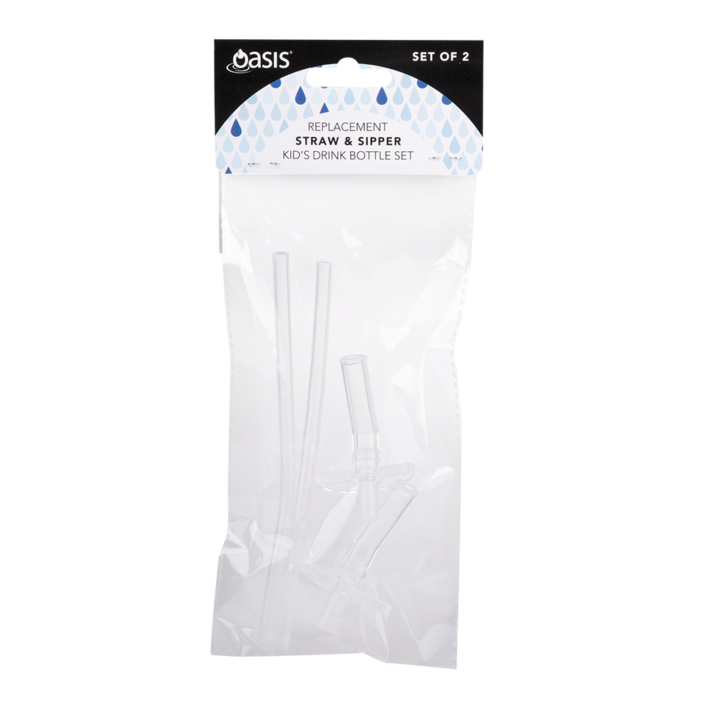 Oasis Set of 2 Replacement Straw & Sipper for Kid's Drink Bottle (400ml)