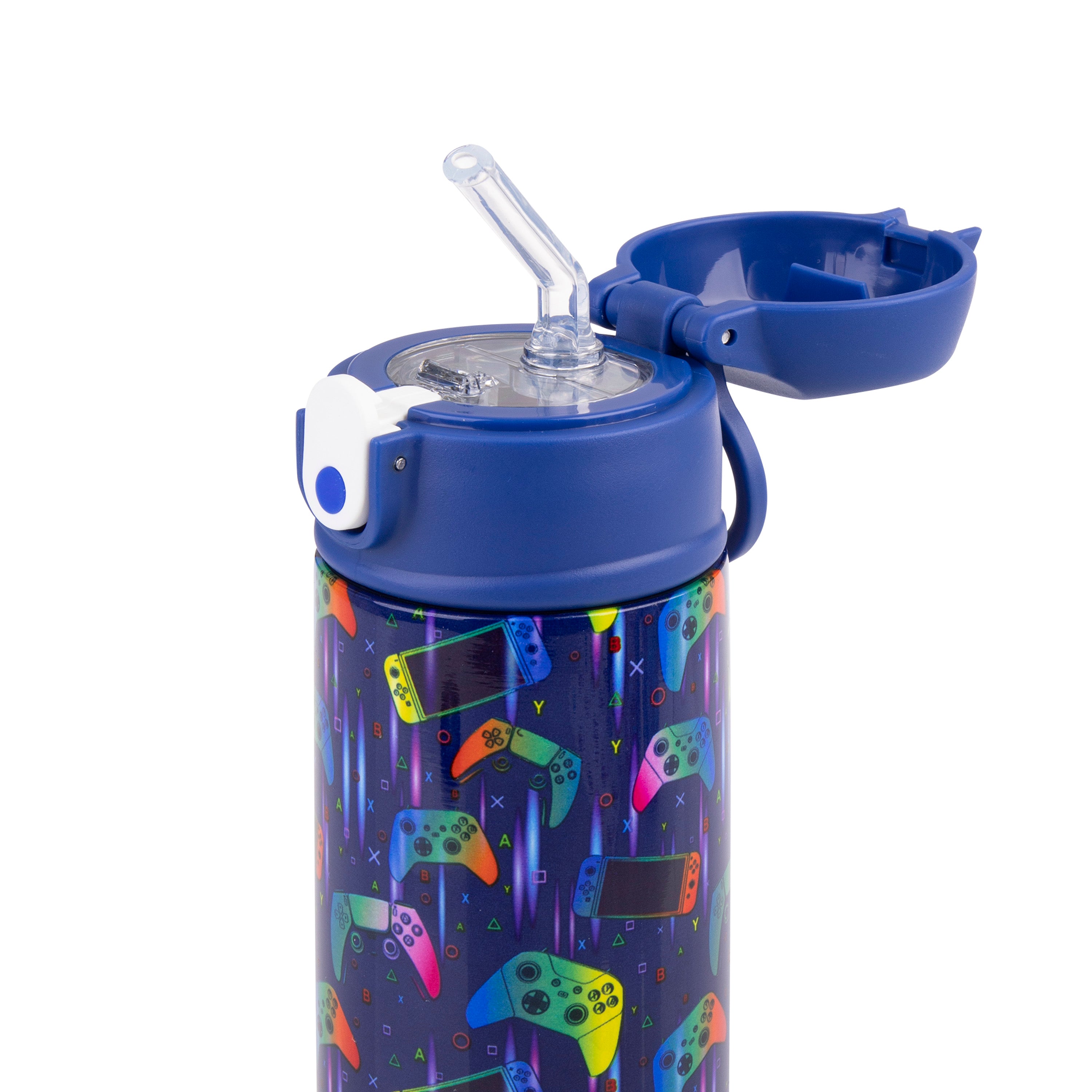 Oasis Stainless Steel Double Wall Kid's Drink Bottle with Sipper Straw 550ml - Gamer