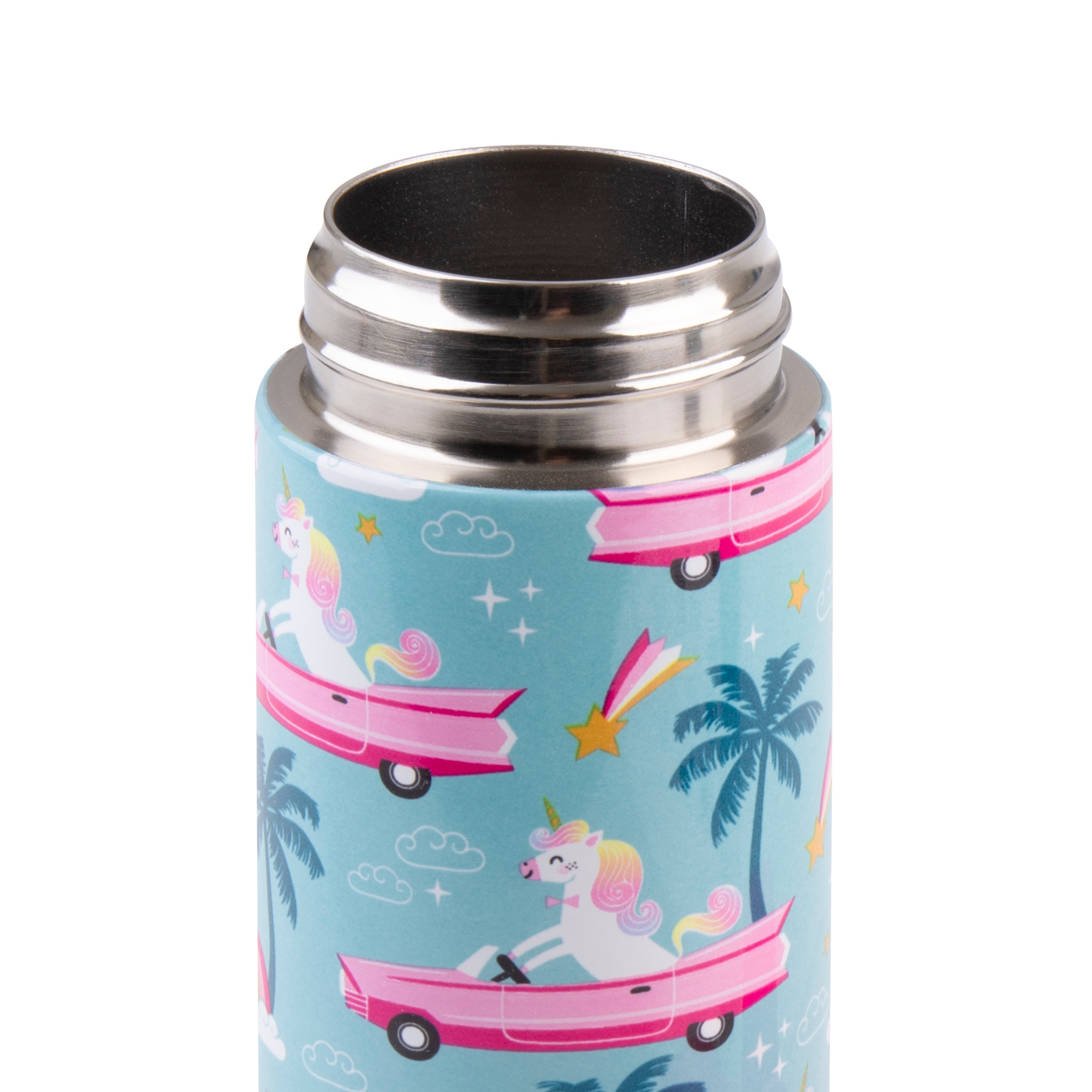 Oasis Stainless Steel Double Wall Kid's Drink Bottle with Sipper Straw 550ml - Pink Cadillac