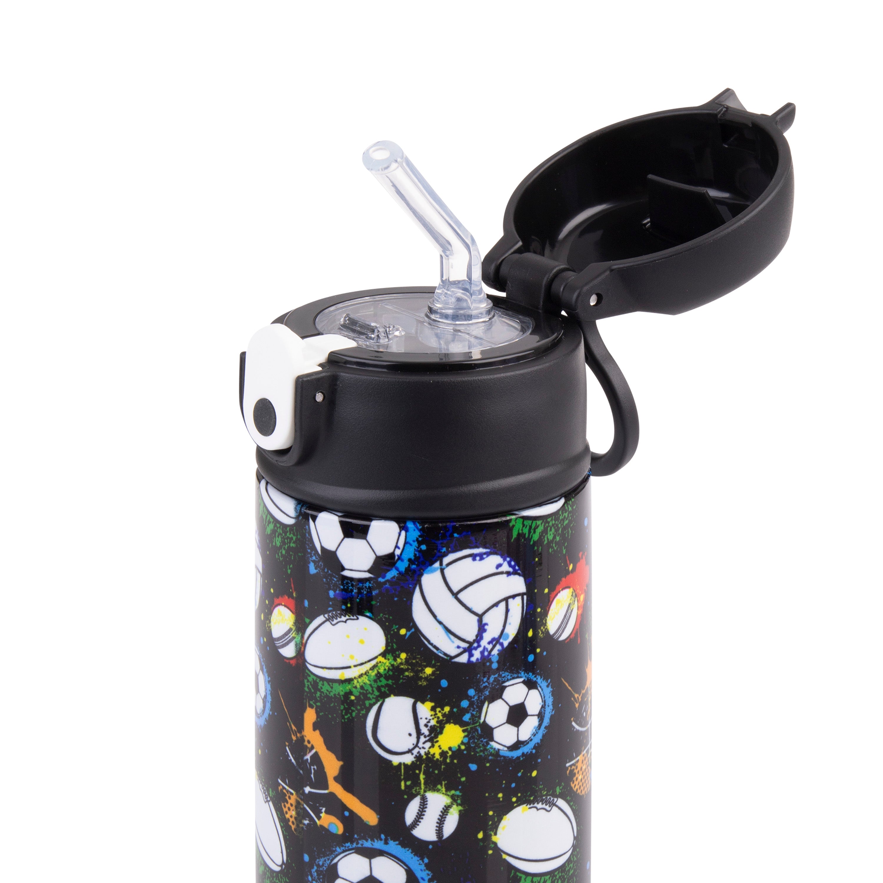 Oasis Stainless Steel Double Wall Kid's Drink Bottle with Sipper Straw 550ml - Sports