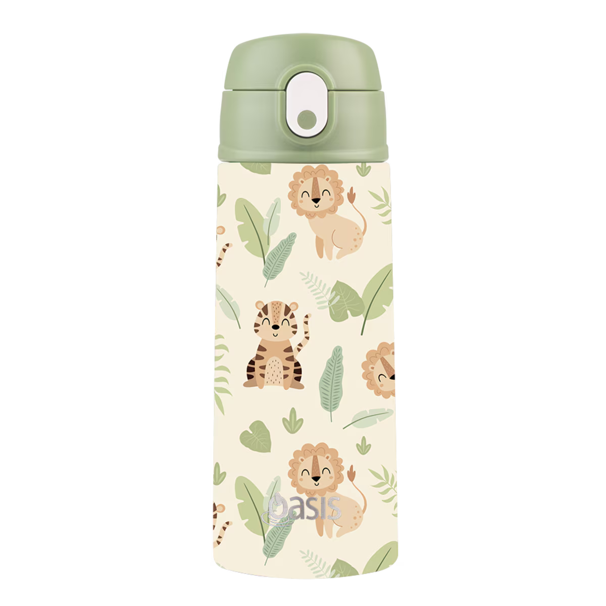 Oasis Stainless Steel Double Wall Kid's Drink Bottle with Sipper Straw 550ml - Jungle Buddies