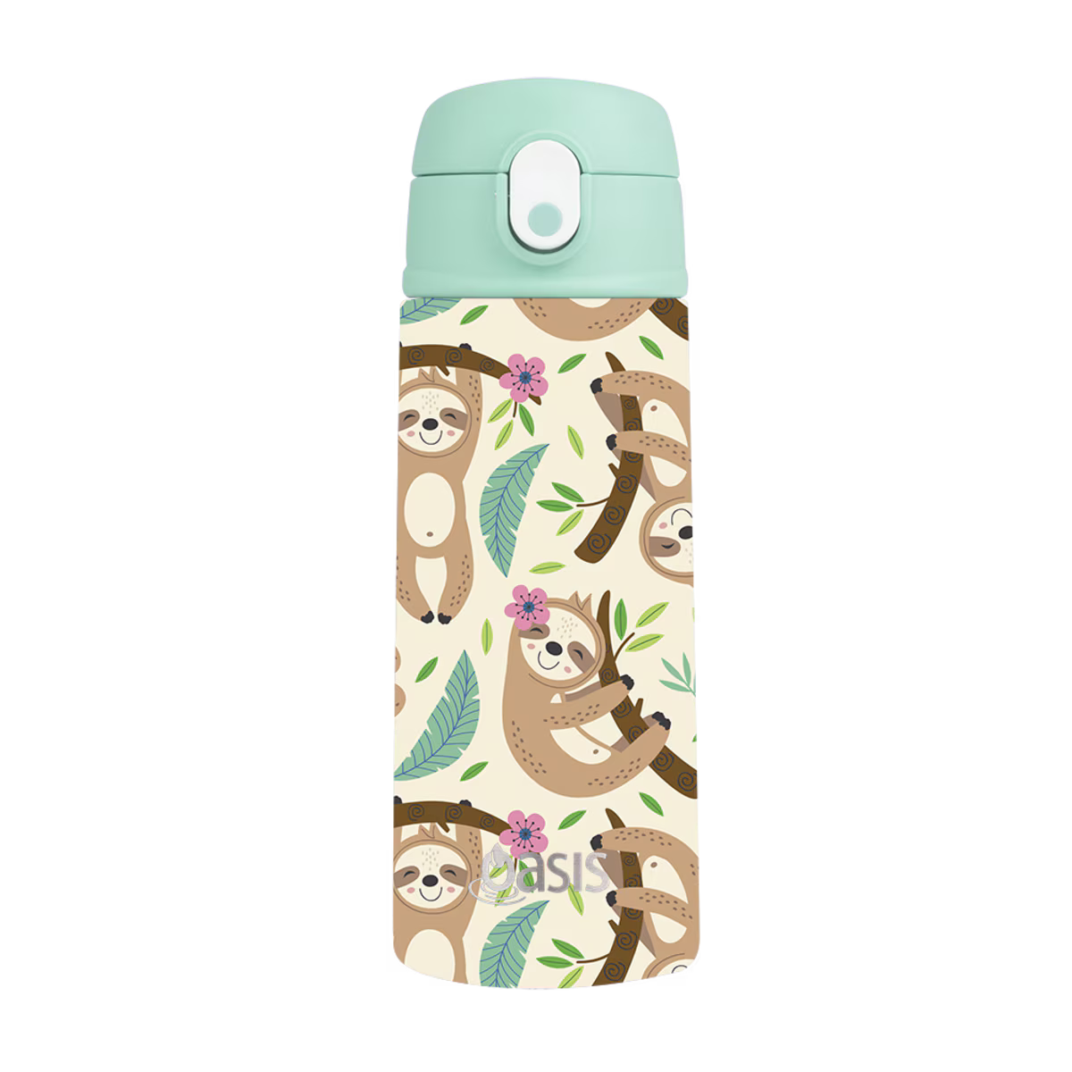 Oasis Stainless Steel Double Wall Kid's Drink Bottle with Sipper Straw 550ml - Sleepy Sloths