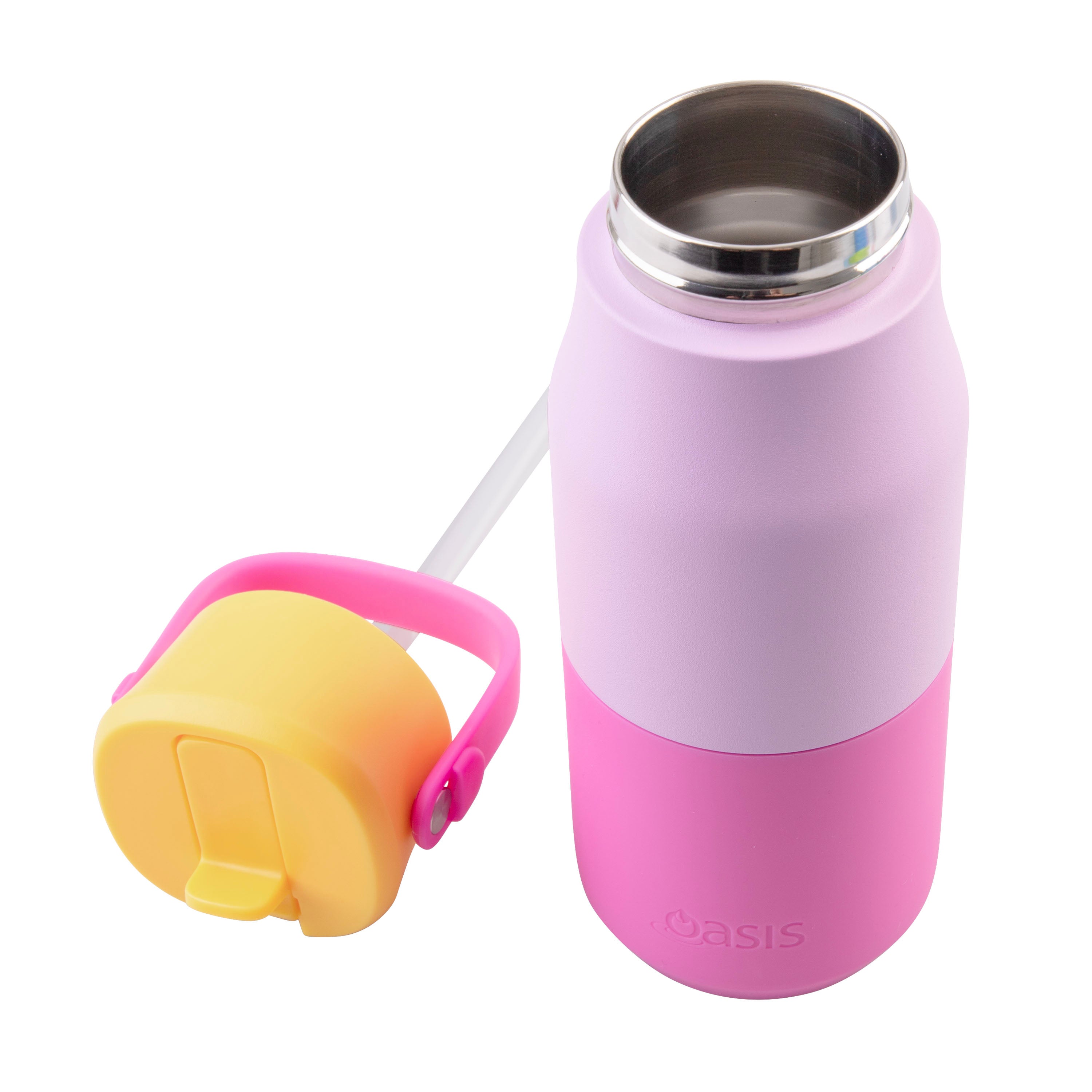 Oasis Stainless Steel Double Wall Drink Bottle with Sipper 400ml - Bubblegum Pink