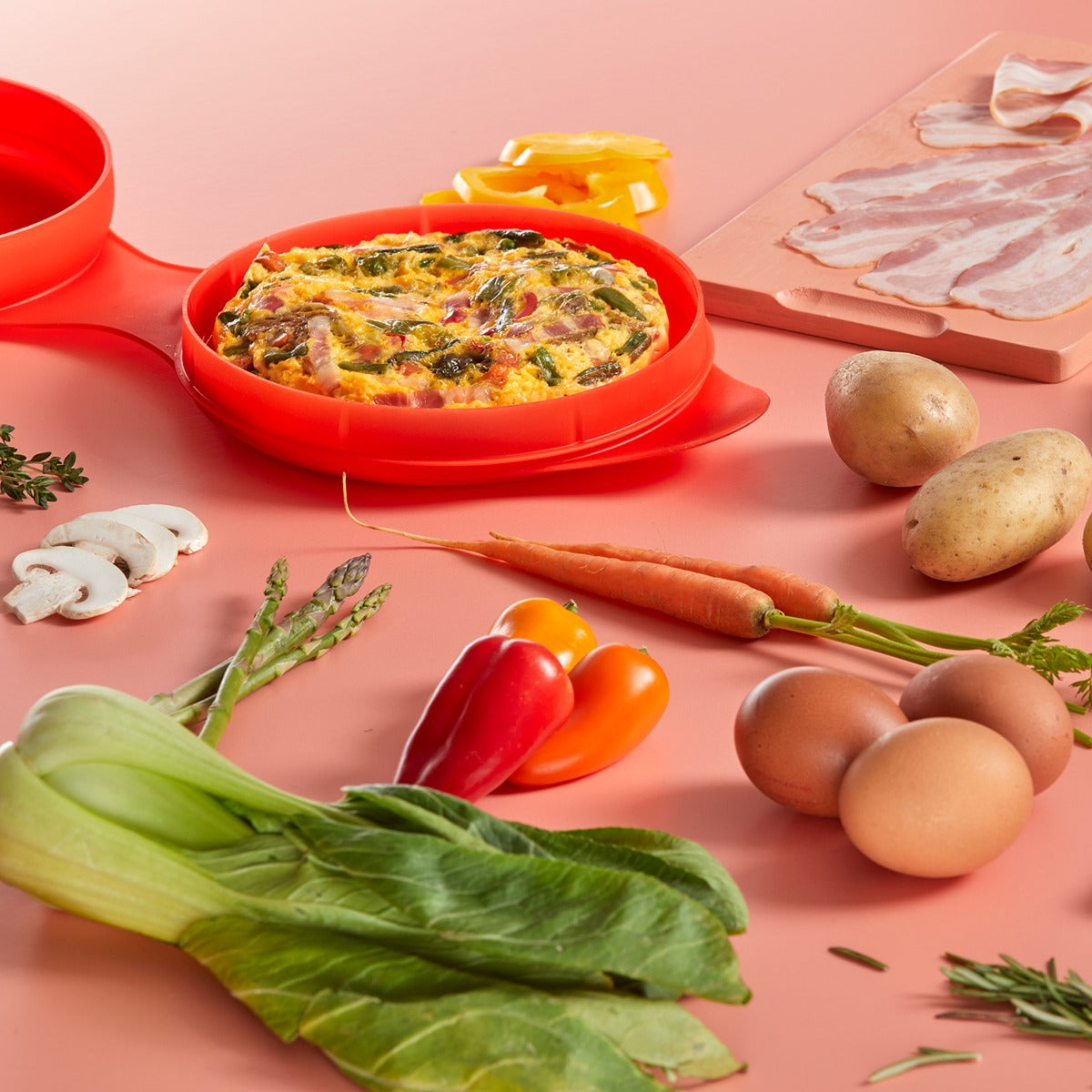Lékué Microwave Spanish Omelette Maker 800ml Red